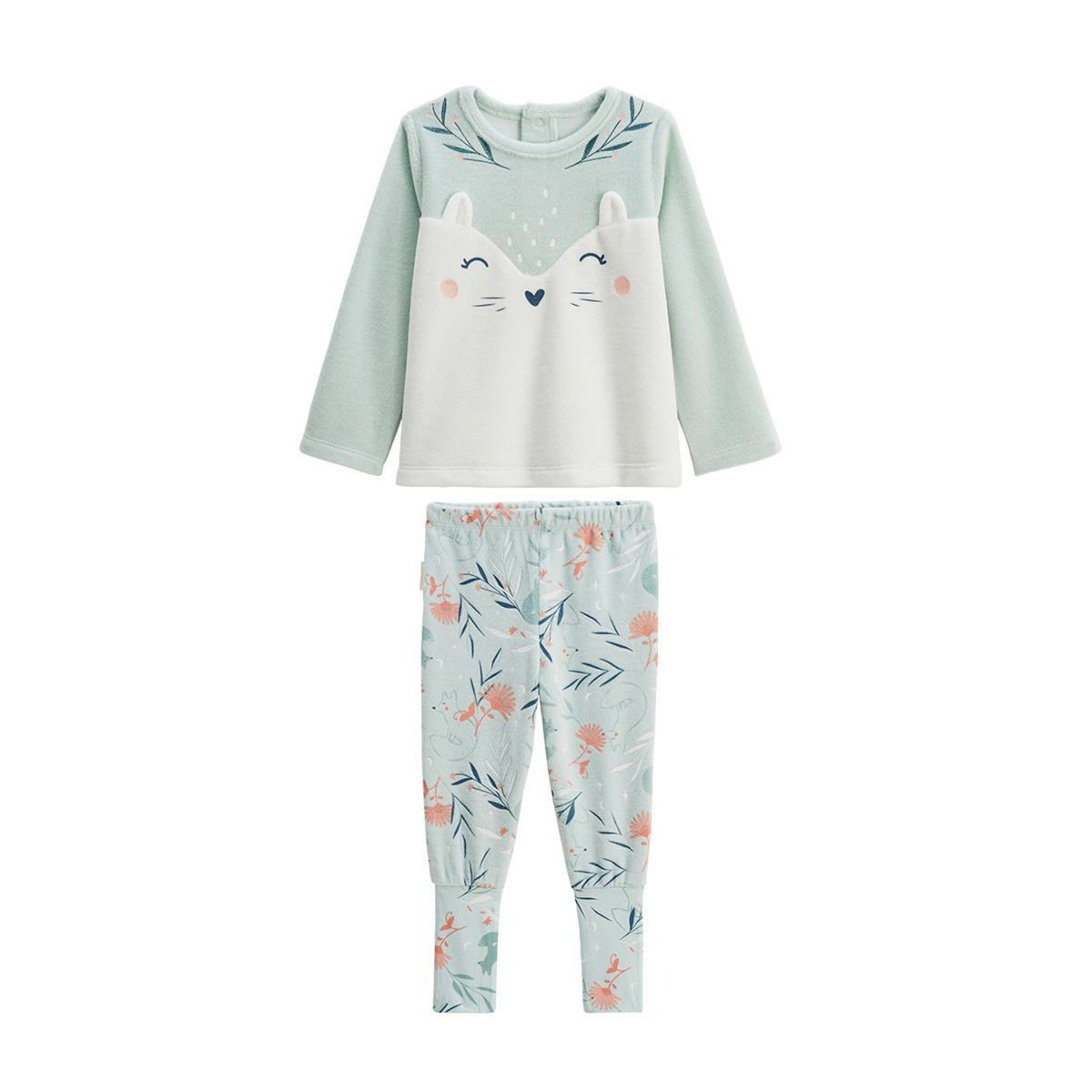 Petit Béguin Pyjama enfant 2 pièces en velours à pieds retroussables Dina