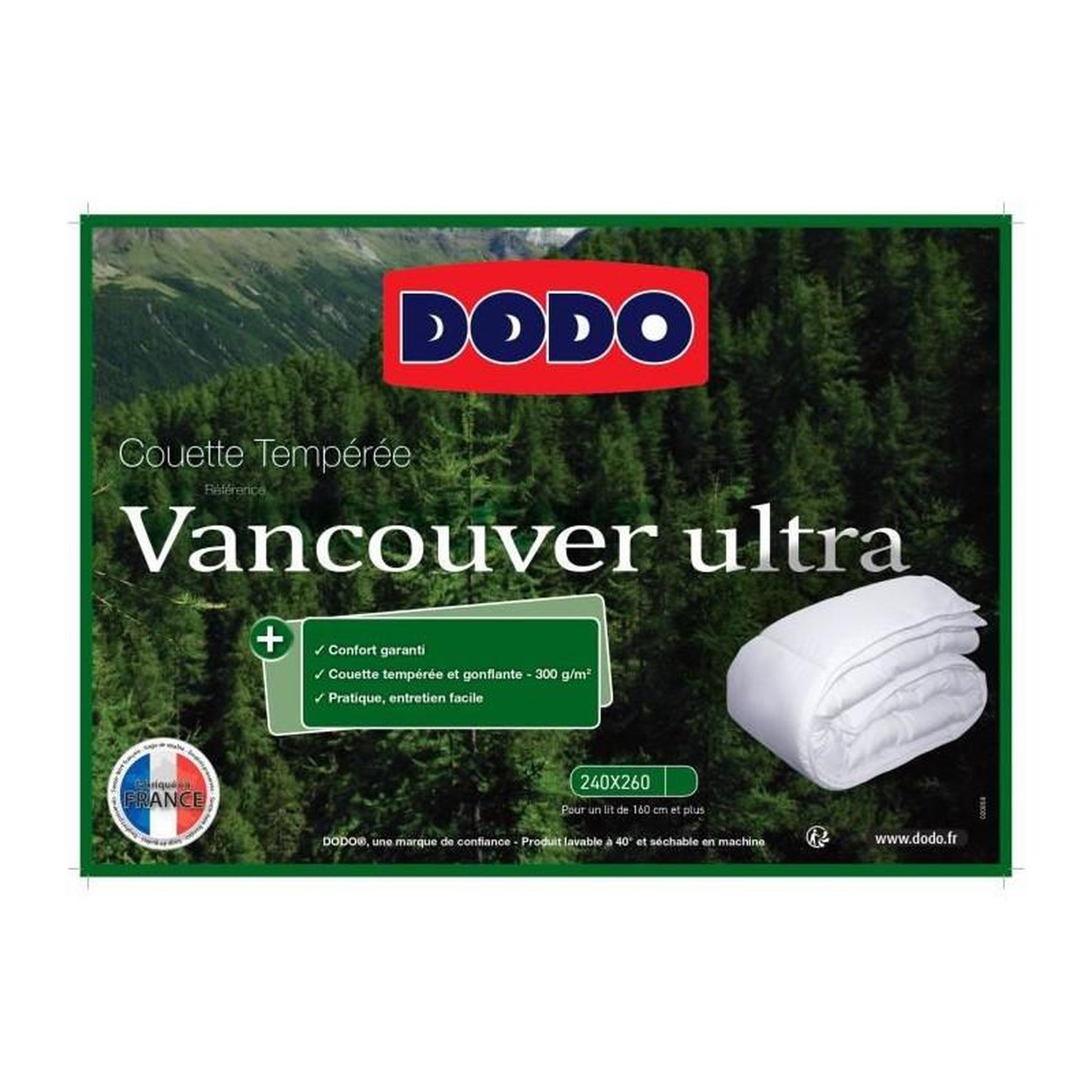 Voir la diapositive 2 : DODO Couette 240 x 260 cm - DODO - Tempérée - 100% fibre polyester - Pour 2 personnes - Blanc