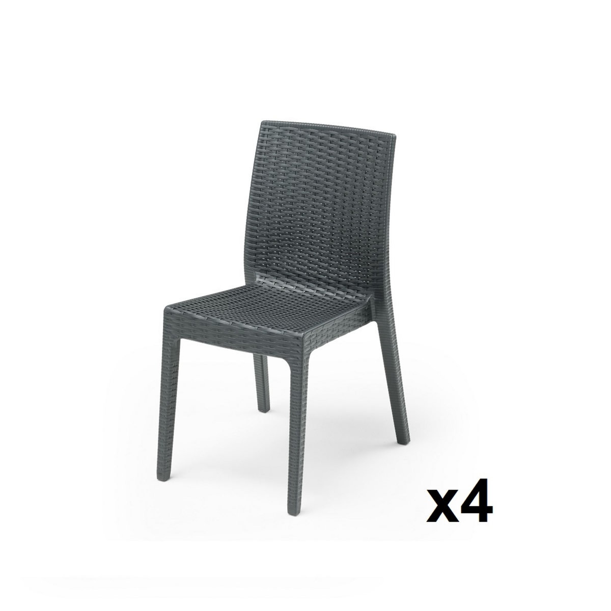 ARETA Lot de 4 chaises de jardin - Gris anthracite - SELENE