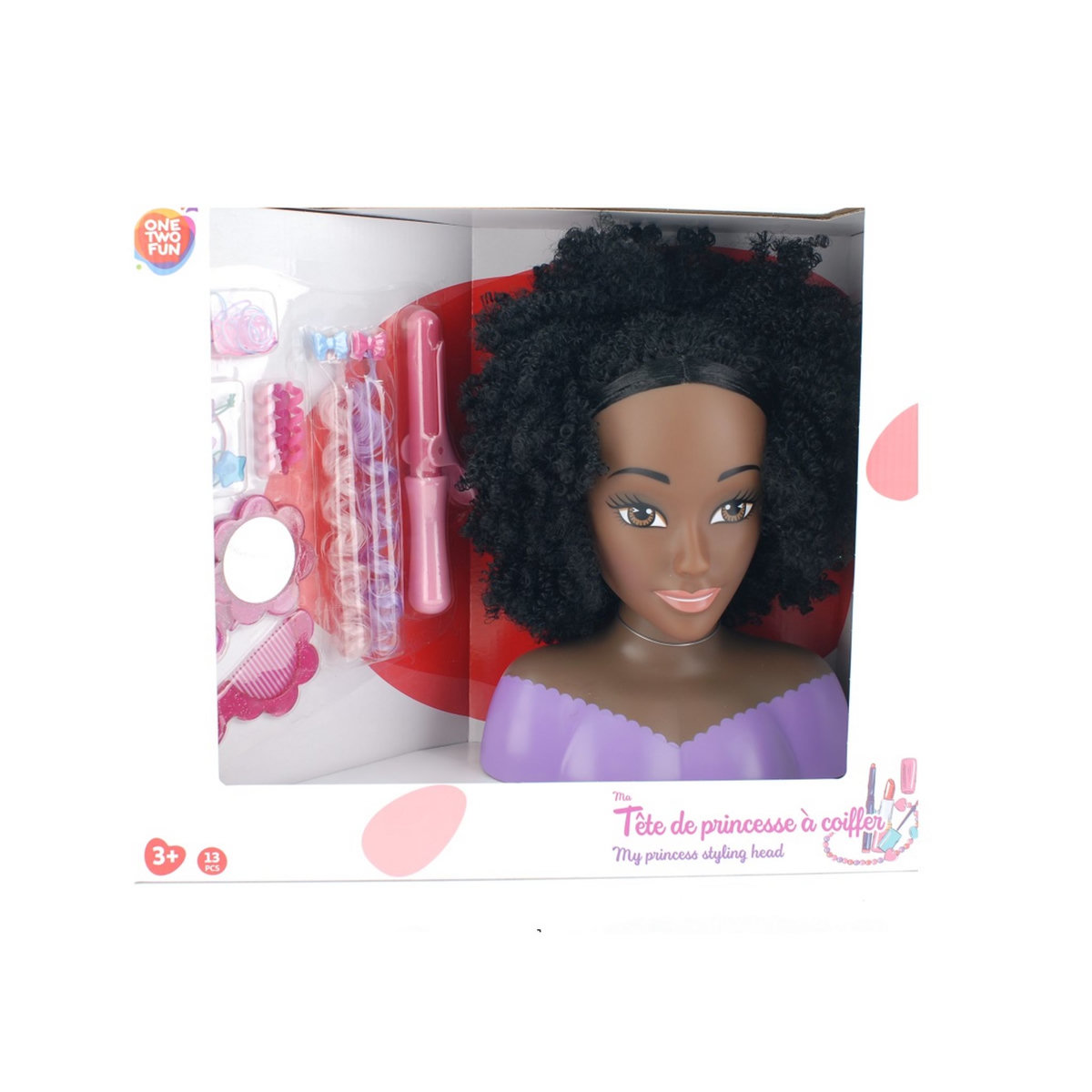 One Two Fun Ma tête à coiffer cheveux noirs
