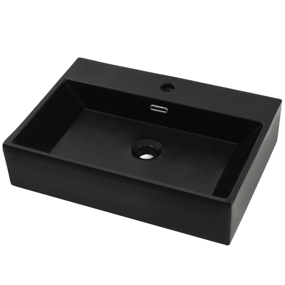 VIDAXL Vasque avec trou de robinet en ceramique Noir 76x42,5x14,5 cm