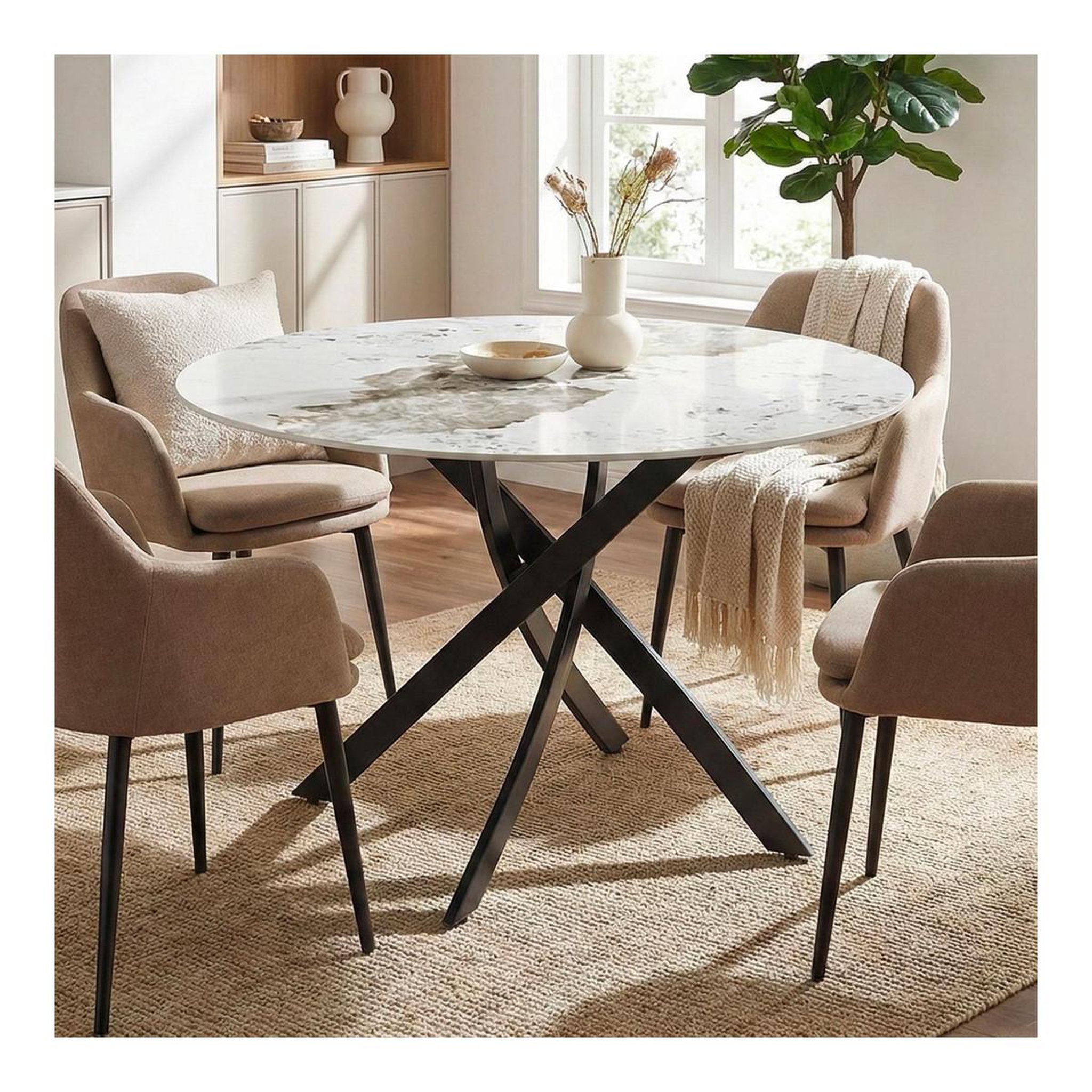 Voir la diapositive 4 : Paris Prix Table à manger en céramique  marta  120cm blanc