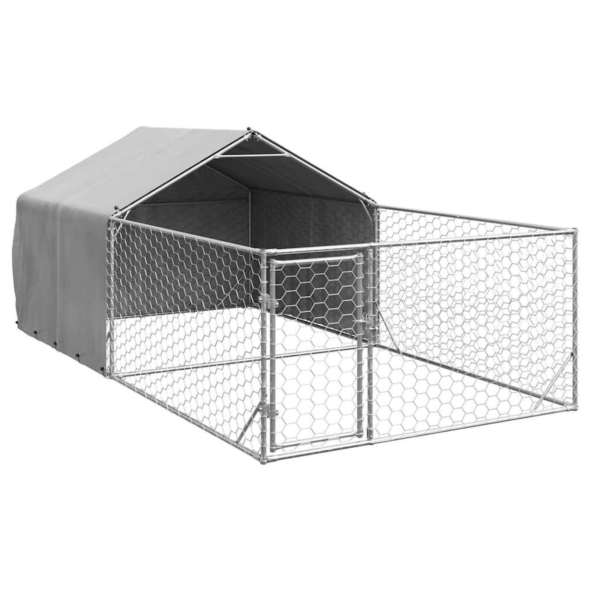 Voir la diapositive 2 : VIDAXL Niche d'exterieur pour chien enclos 5x2x1,5 m acier galvanise