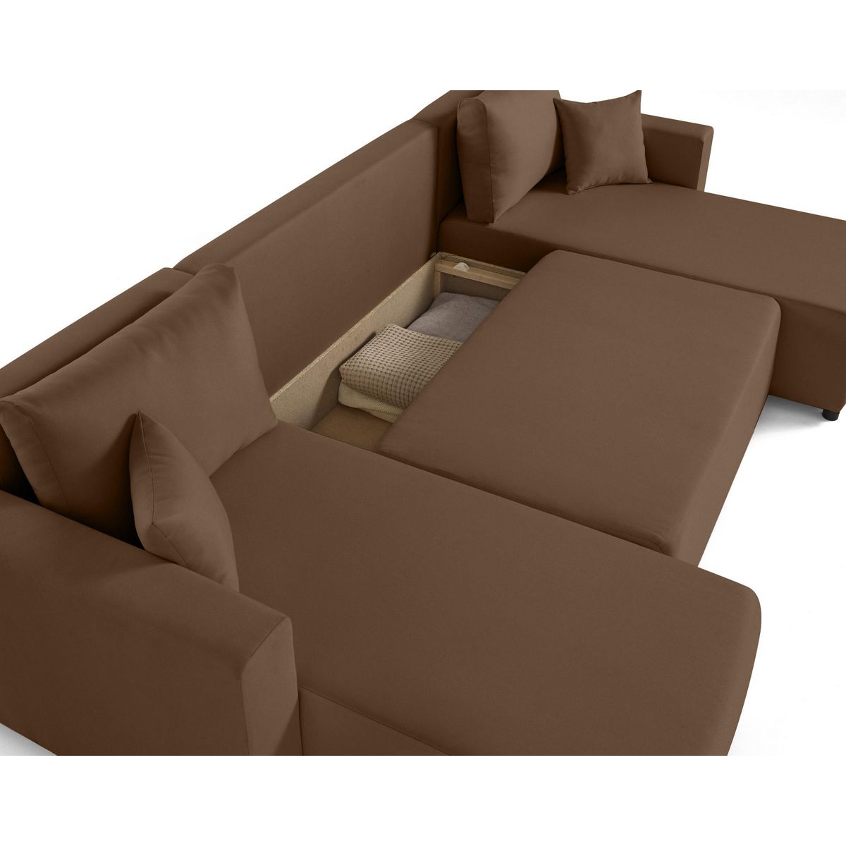 BEST MOBILIER Regala - canapé panoramique - 7 places - convertible avec coffre - en tissu