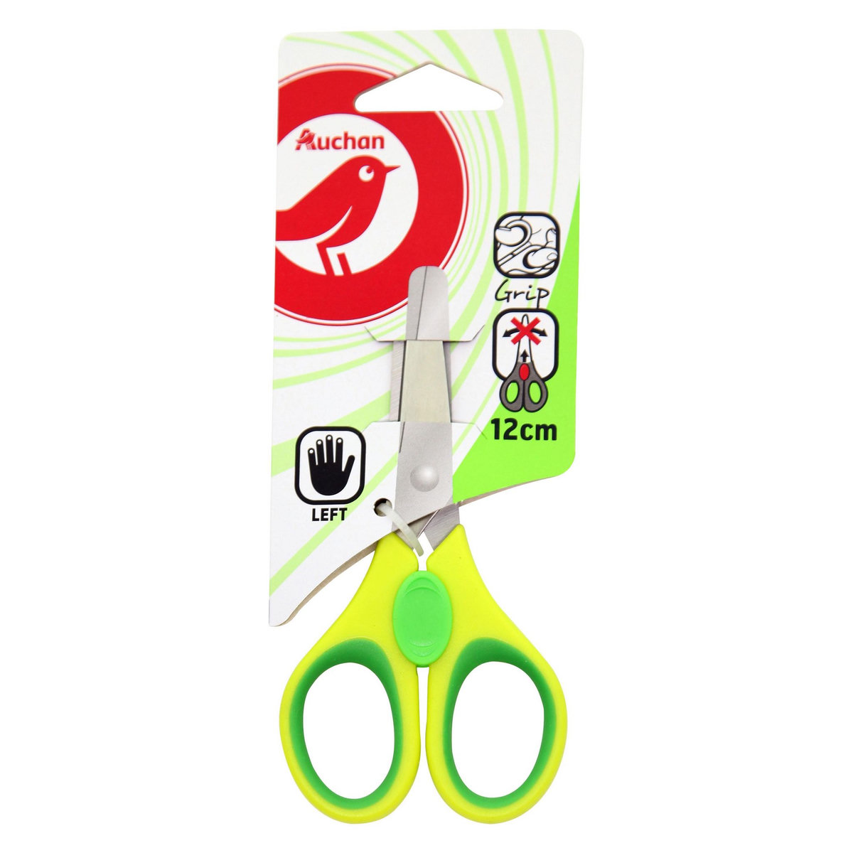 AUCHAN Paire de ciseaux bouts ronds sécurité 12cm gaucher jaune