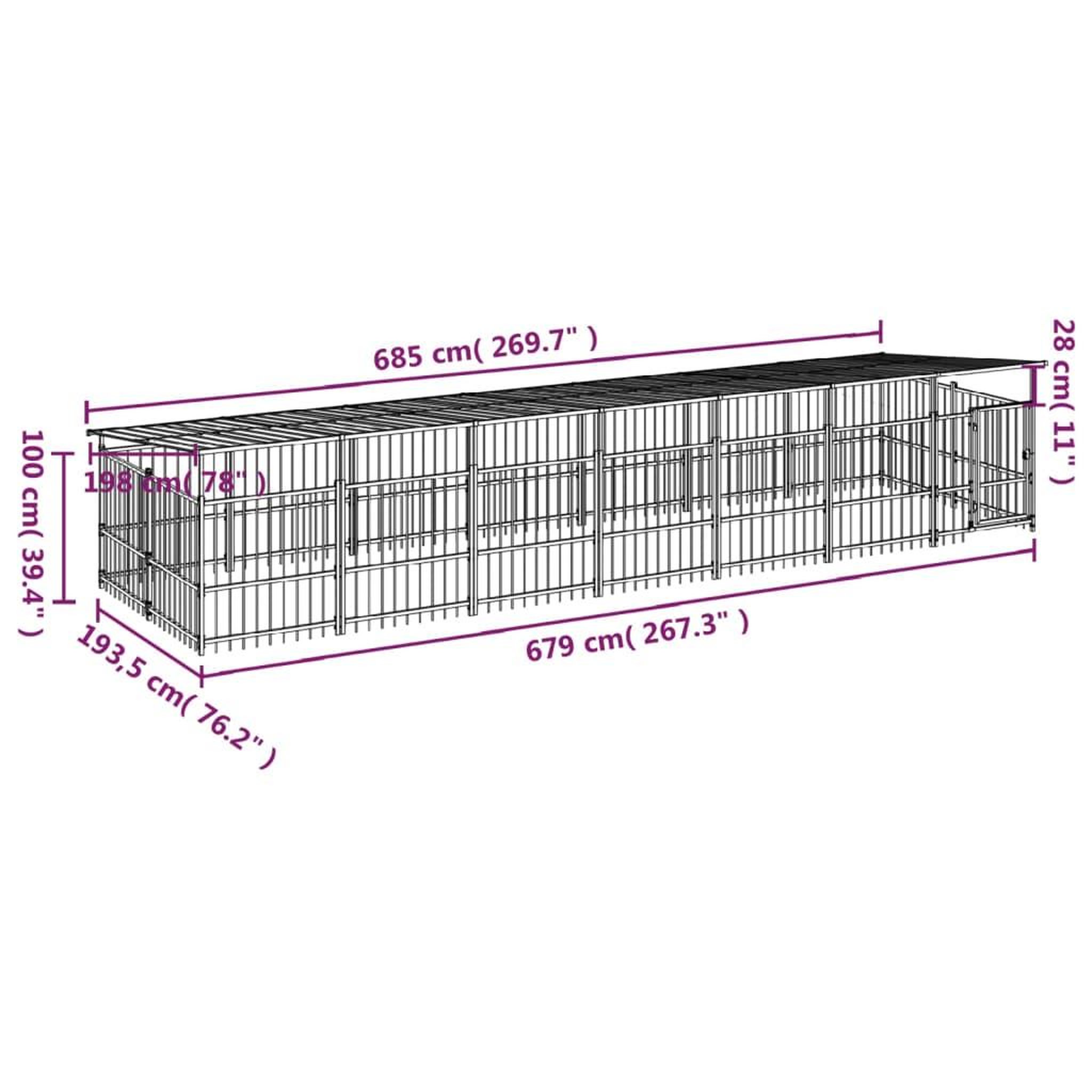Voir la diapositive 6 : VIDAXL Chenil d'exterieur avec toit pour chiens Acier 13,14 m²