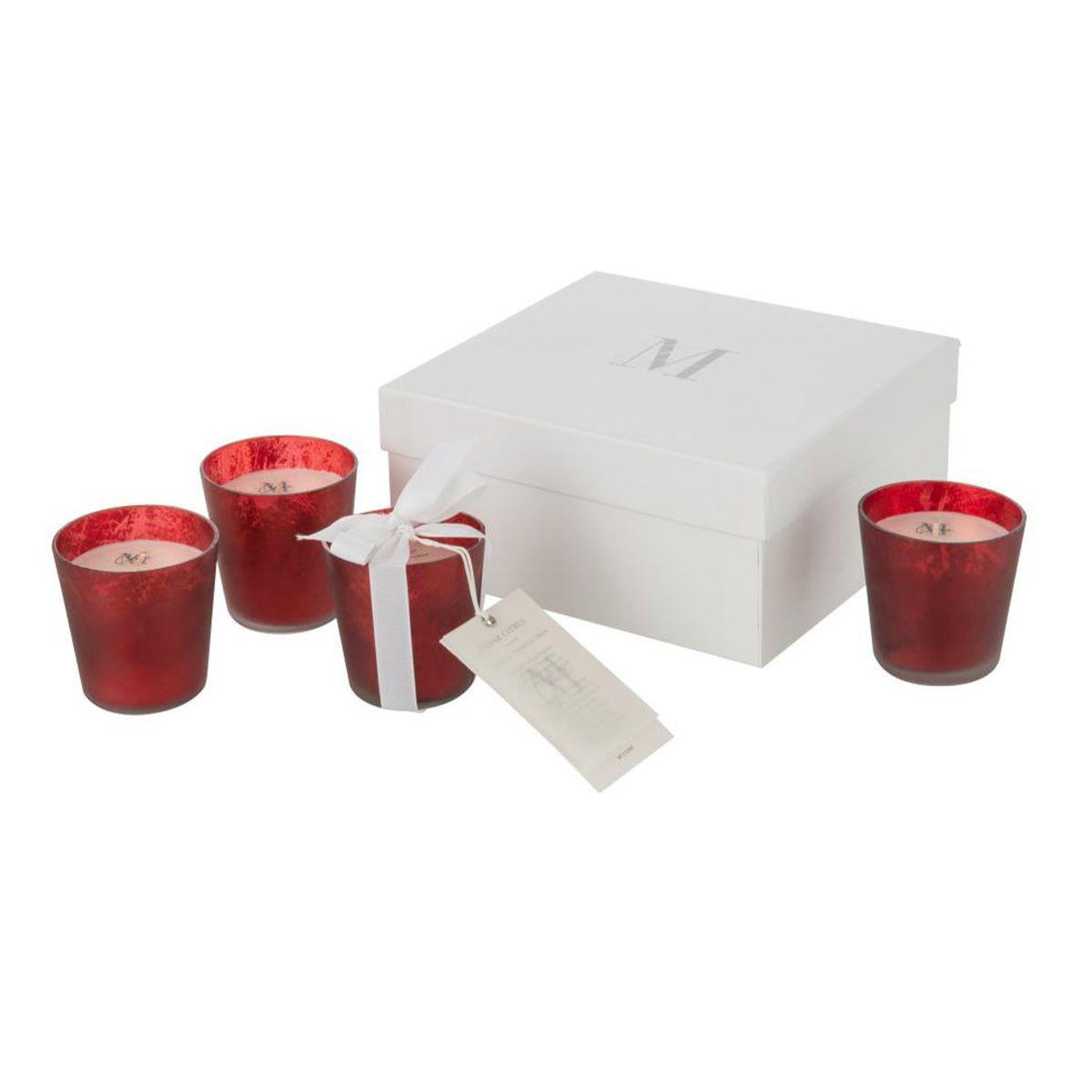 Voir la diapositive 2 : J-LINE Lot de 4 bougies parfumées déco  deluxe  7cm oud amber