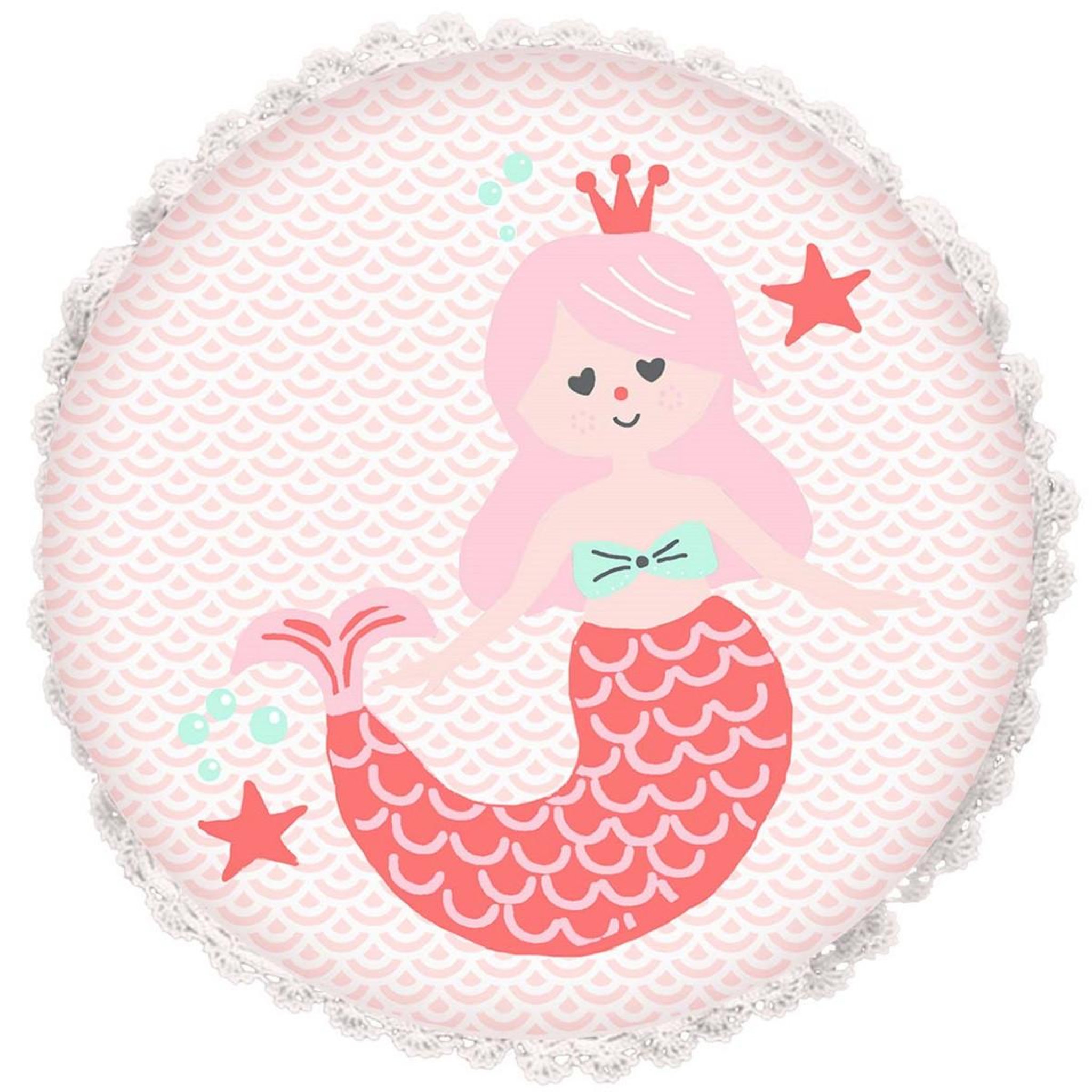 FUTURE HOME Coussin enfant imprimé sirène en coton 30x30cm arielle
