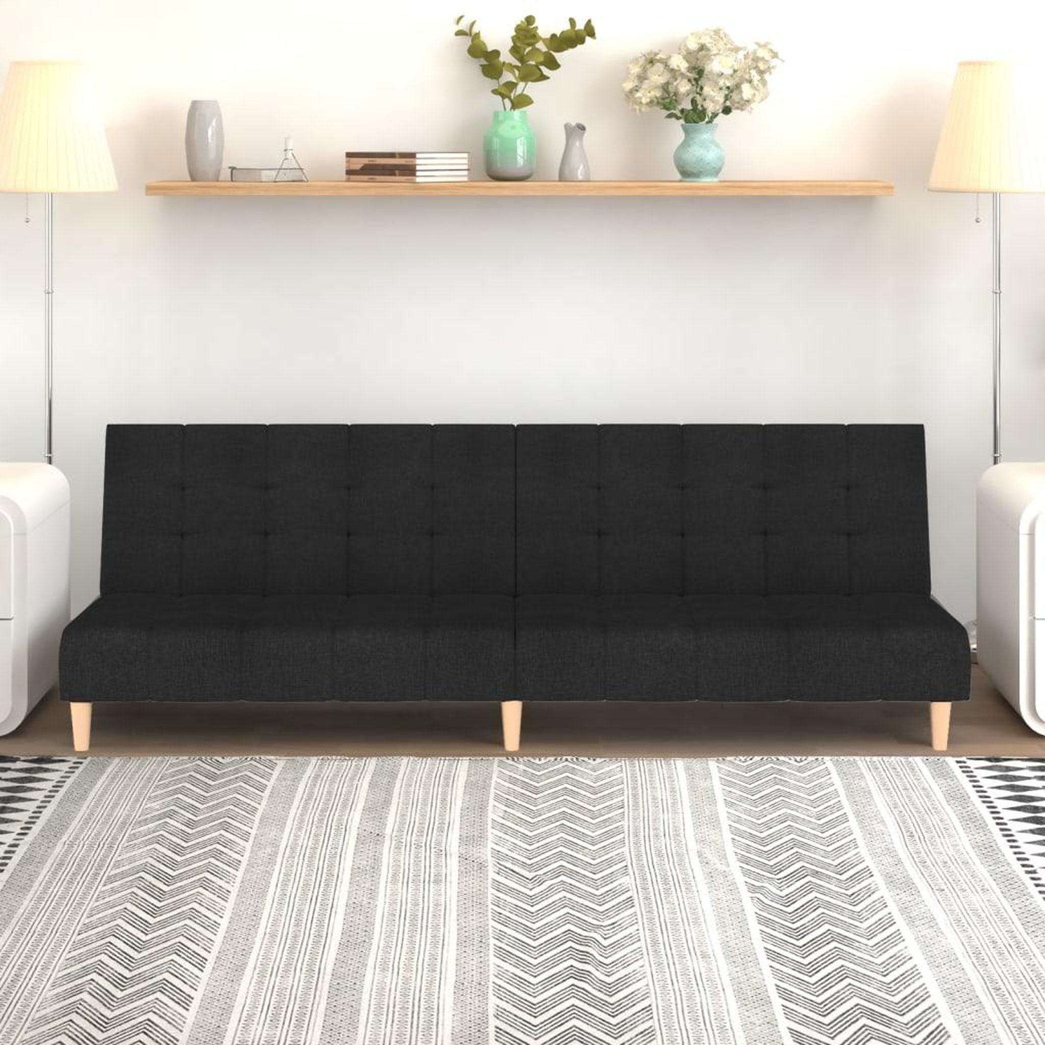 VIDAXL Canape-lit a 2 places noir tissu