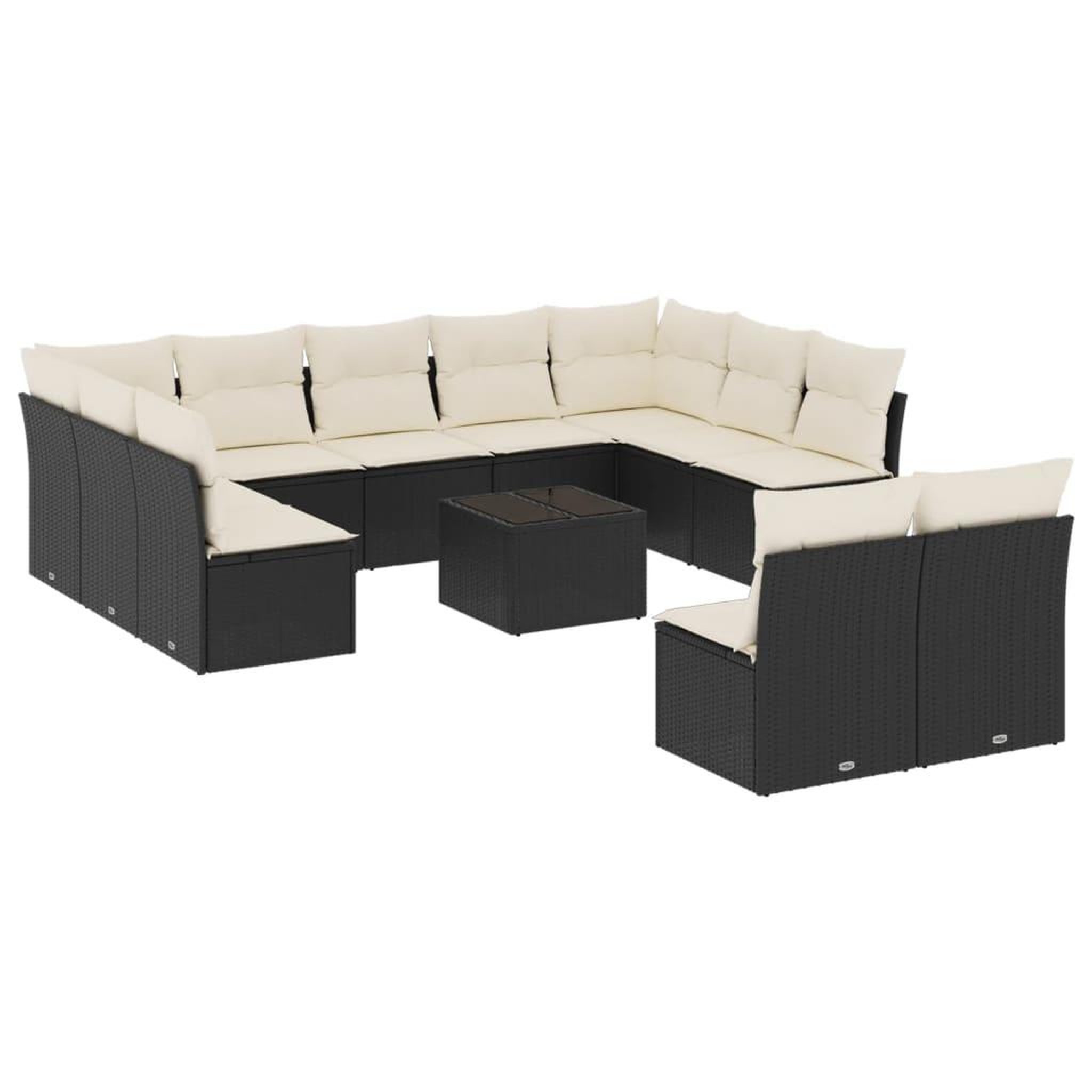 Voir la diapositive 2 : VIDAXL Salon de jardin 12 pcs avec coussins noir resine tressee