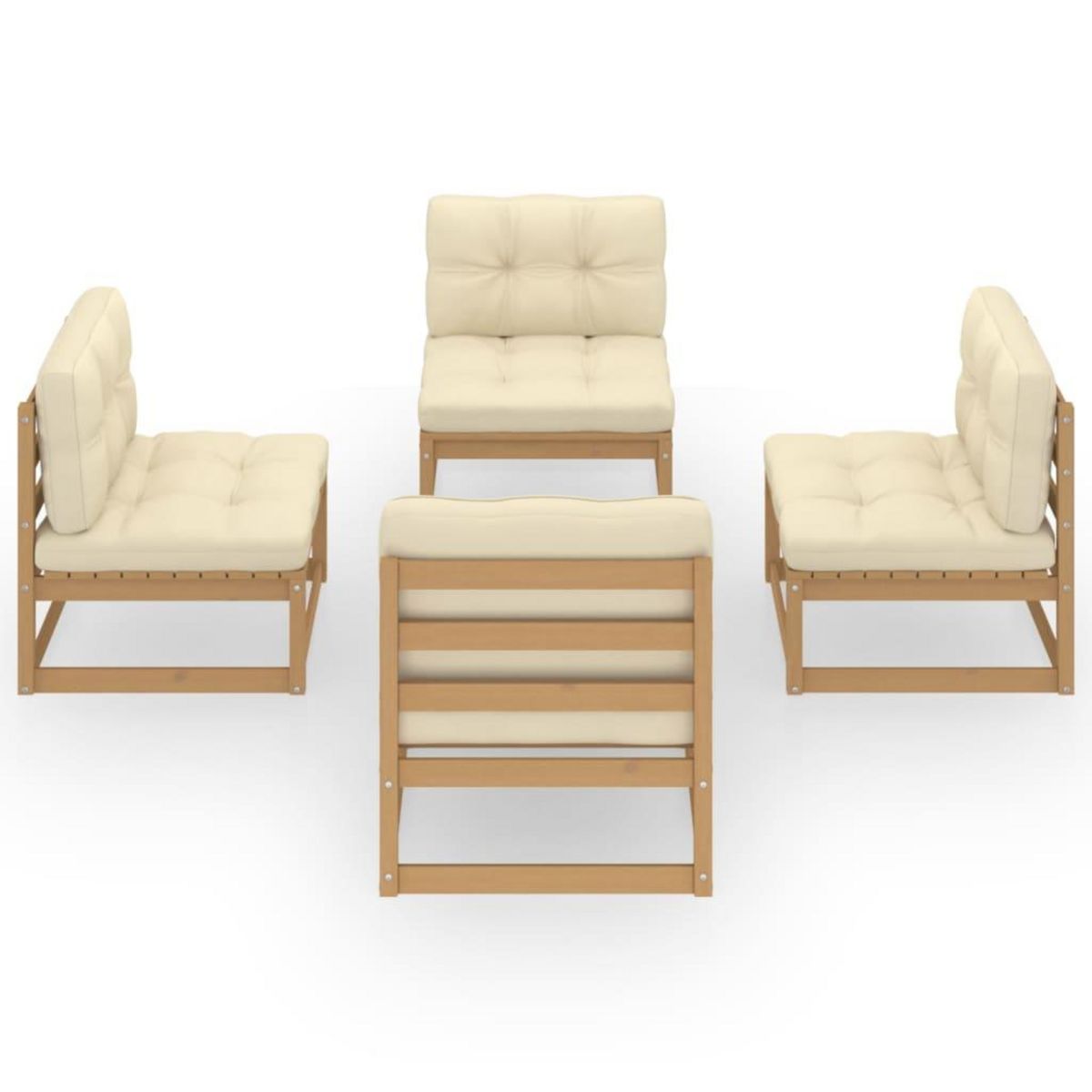 VIDAXL Salon de jardin 4 pcs avec coussins Bois de pin massif