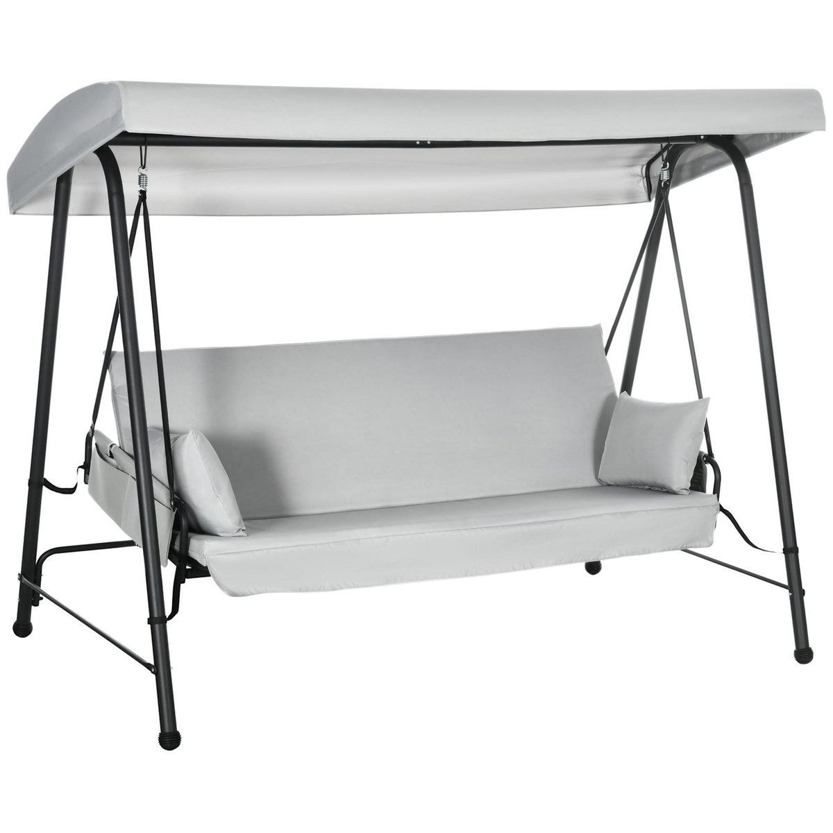 OUTSUNNY Balancelle de jardin 3 places convertible auvent réglable épais coussins amovibles polyester acier époxy gris clair