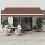 VIDAXL Auvent manuel retractable avec LED marron 450x350 cm