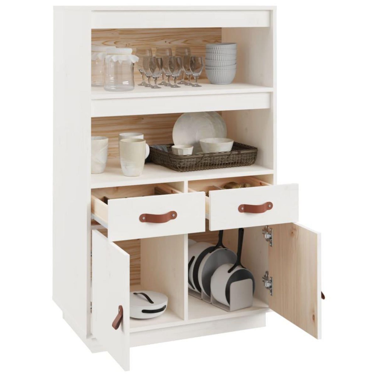 VIDAXL Buffet haut Blanc 67x40x108,5 cm Bois massif de pin
