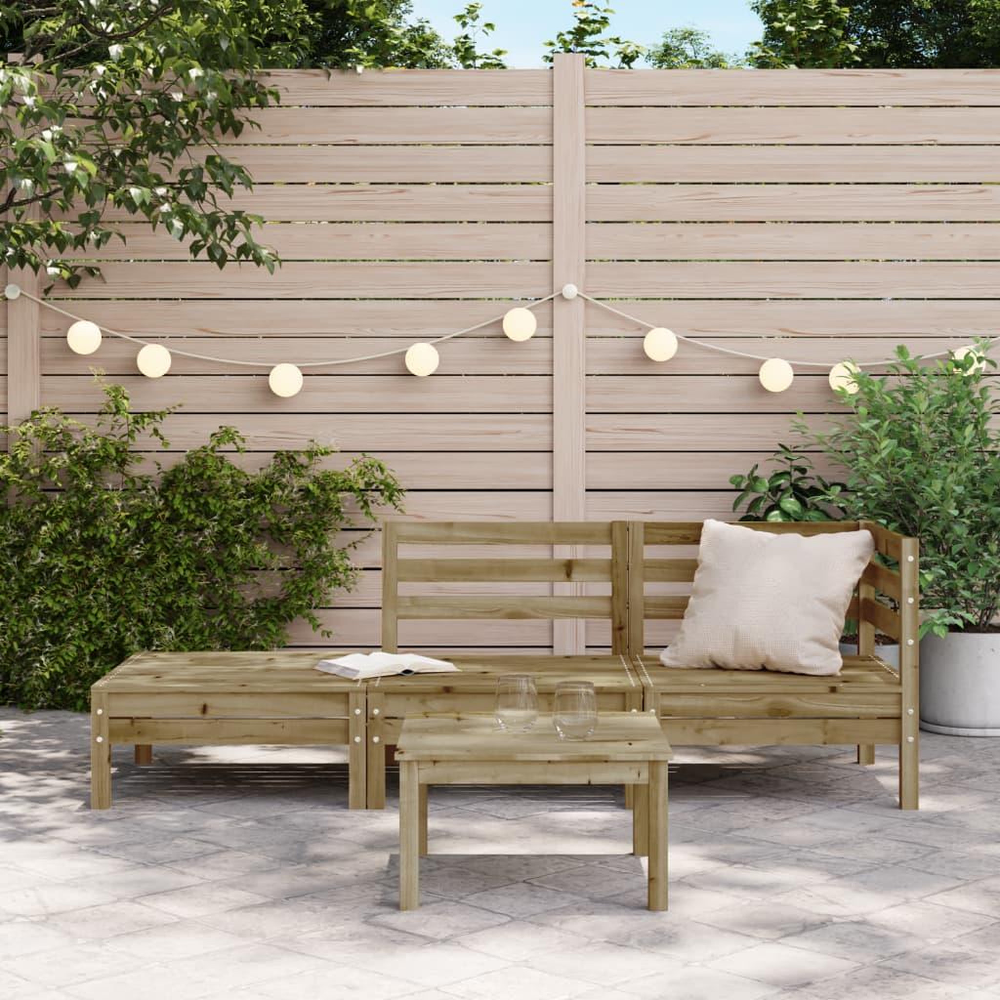 Voir la diapositive 3 : VIDAXL Canape de jardin 3 places bois de pin impregne
