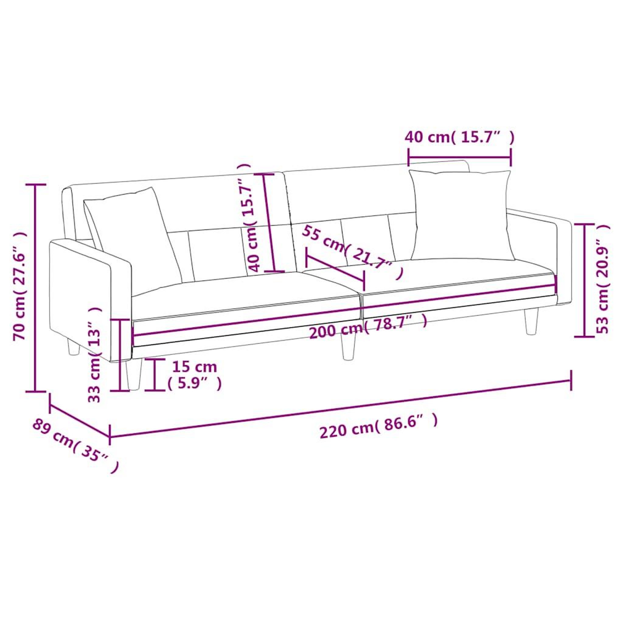 Voir la diapositive 6 : VIDAXL Canape-lit avec coussins taupe tissu