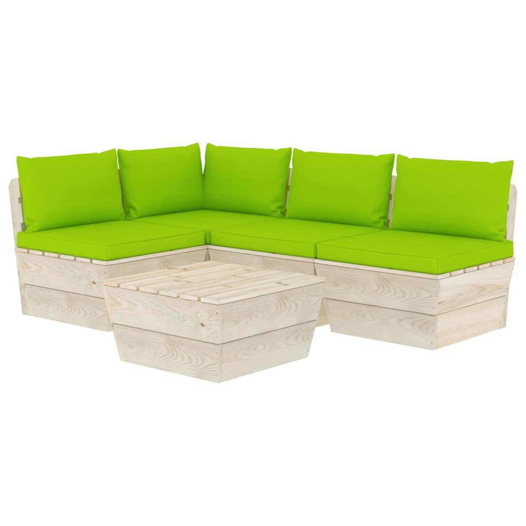 Voir la diapositive 2 : VIDAXL Salon de jardin palette 5 pcs avec coussins bois d'epicea