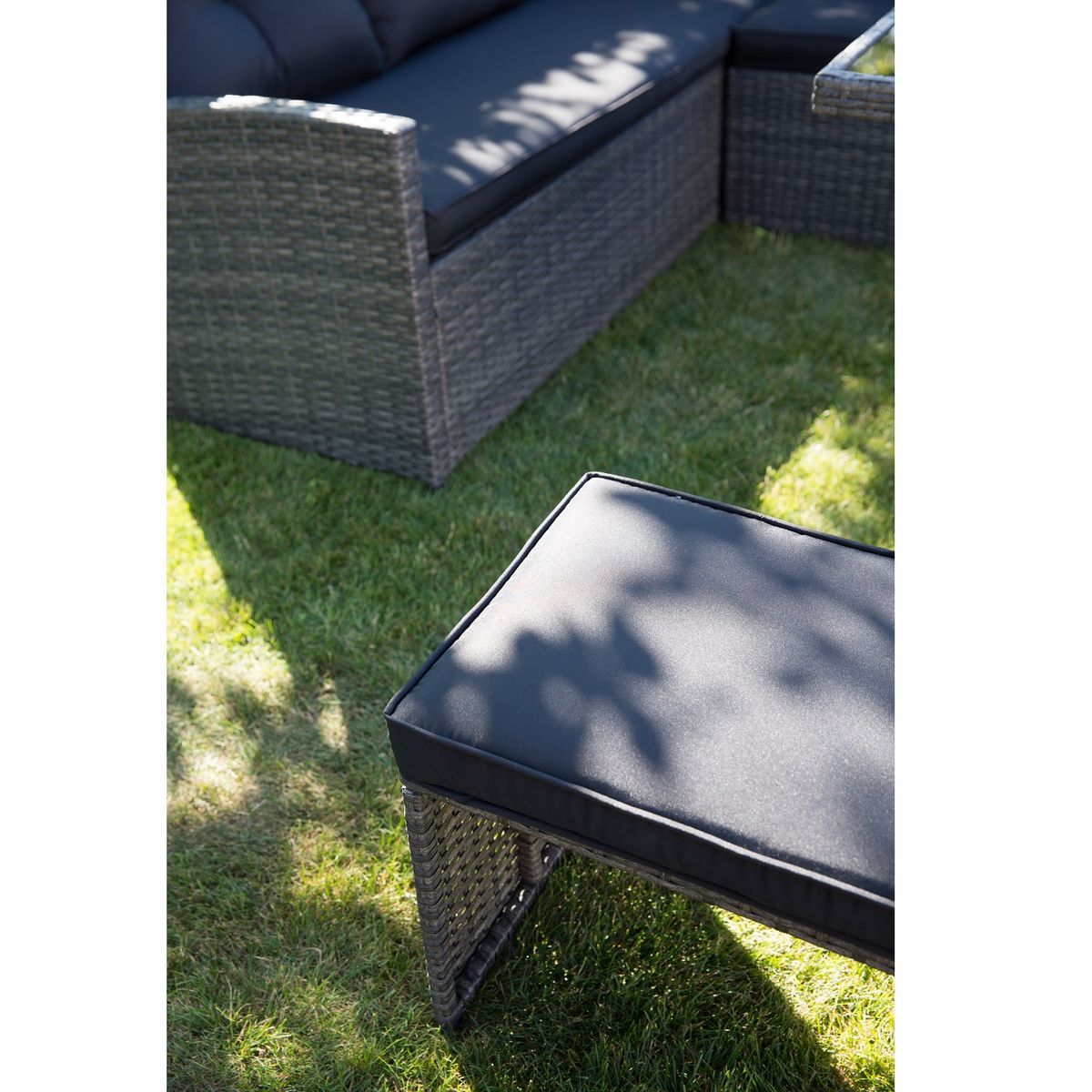 GARDENSTAR Salon bas de jardin - 8 places - Acier/bois - Gris - CANCUN