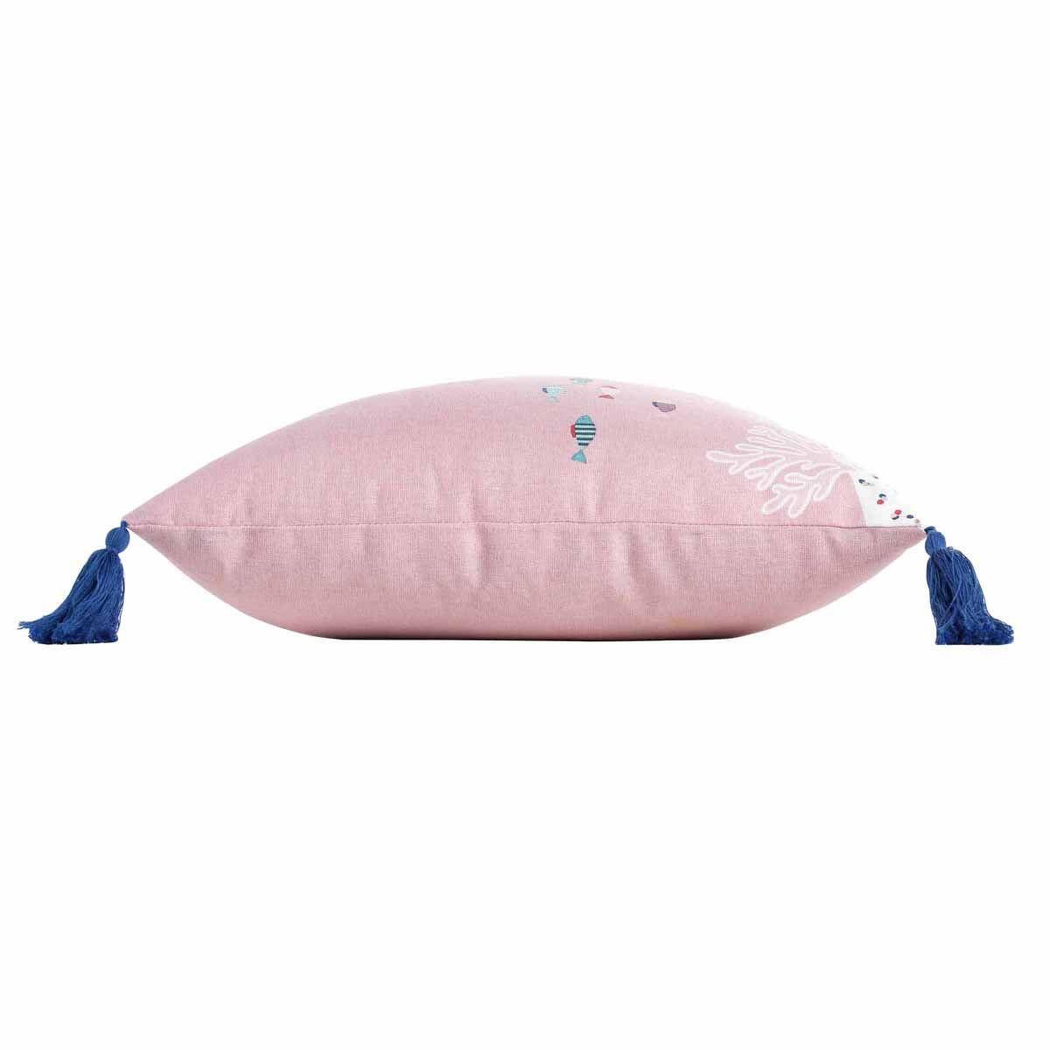 Voir la diapositive 2 : Douceur d'Intérieur Coussin à pompons  petite sirena  40x40cm rose