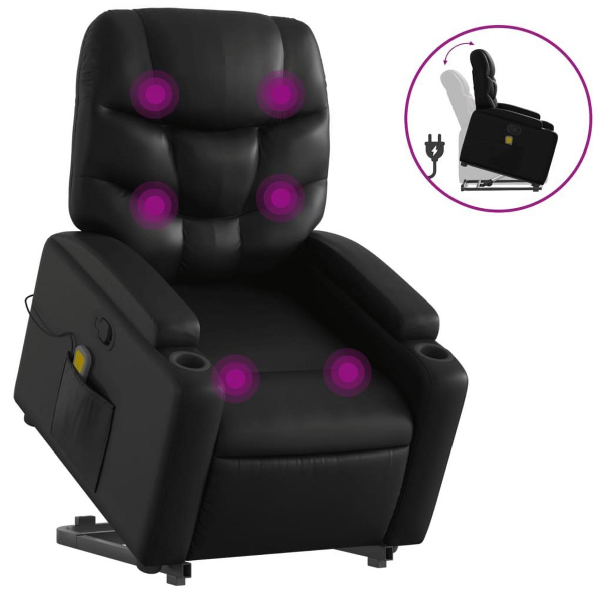 VIDAXL Fauteuil inclinable de massage Noir Similicuir