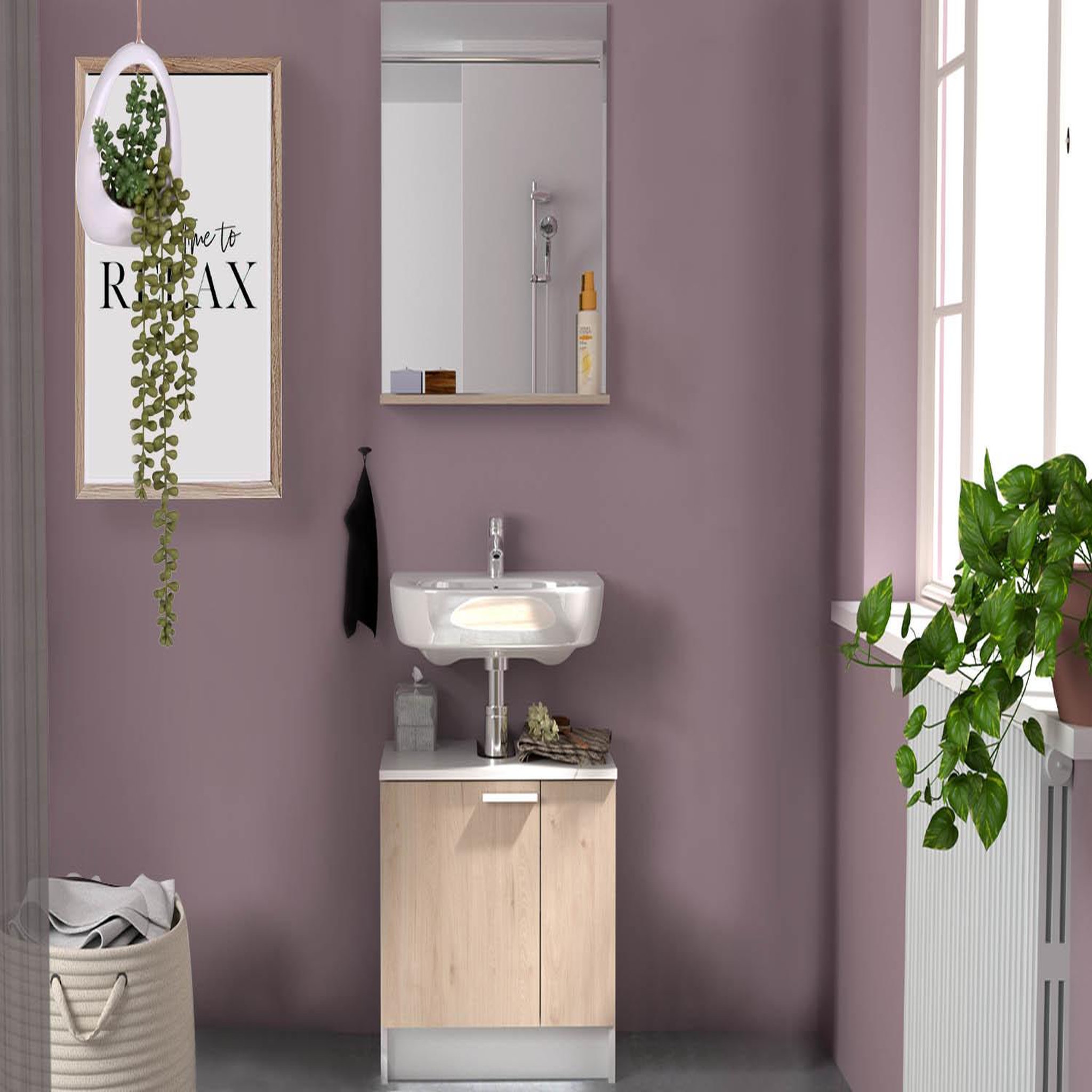 Voir la diapositive 2 : CONCEPT USINE Meubles sous-vasque et son miroir GREELEY