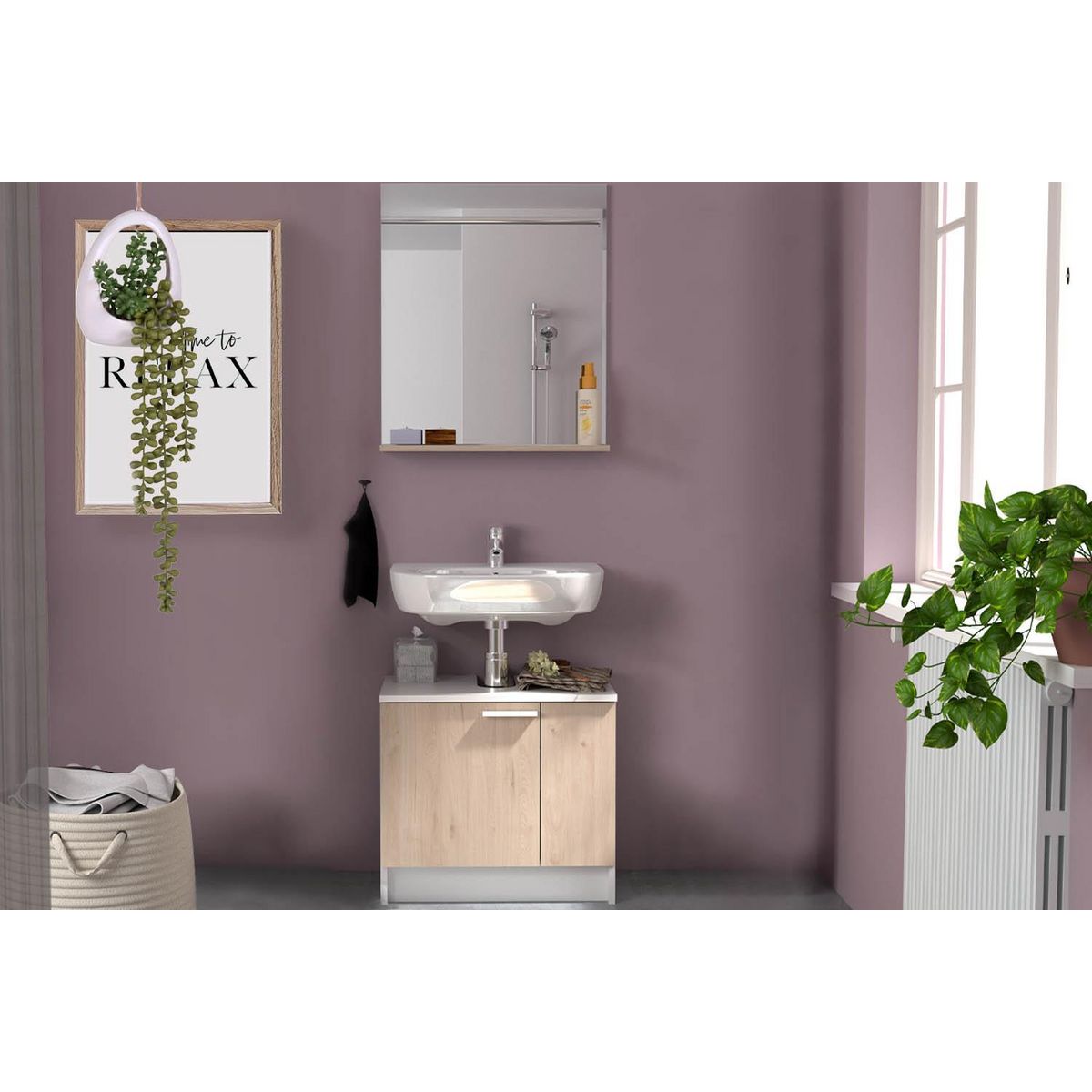 CONCEPT USINE Meubles sous-vasque et son miroir GREELEY