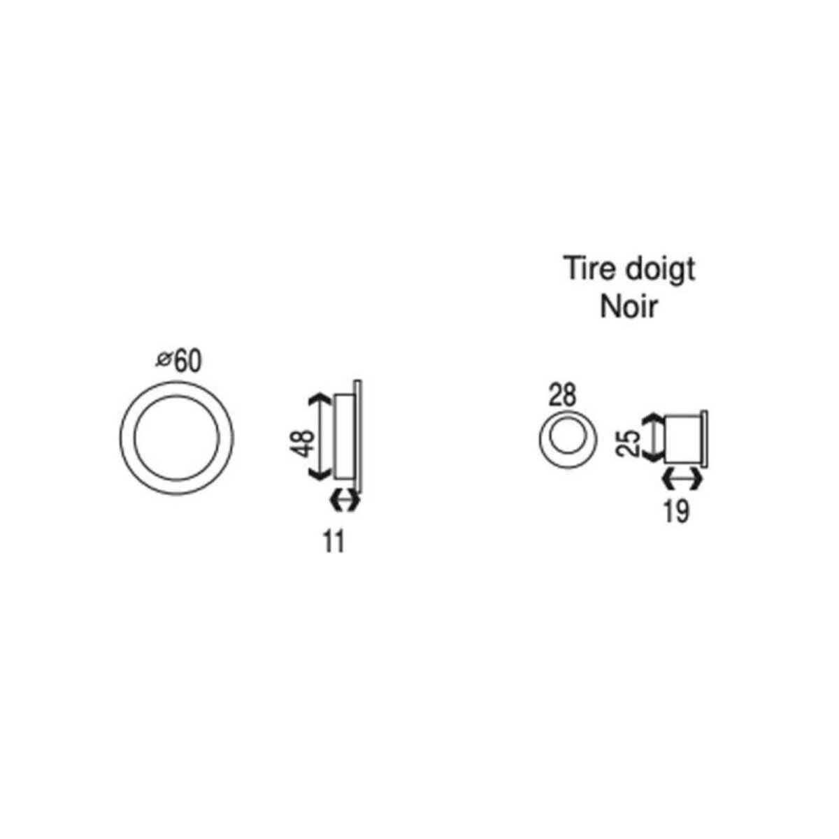 ESPACE-BRICOLAGE Kit cuvettes rondes pour portes coulissantes en bois - Bec de cane - Blanc