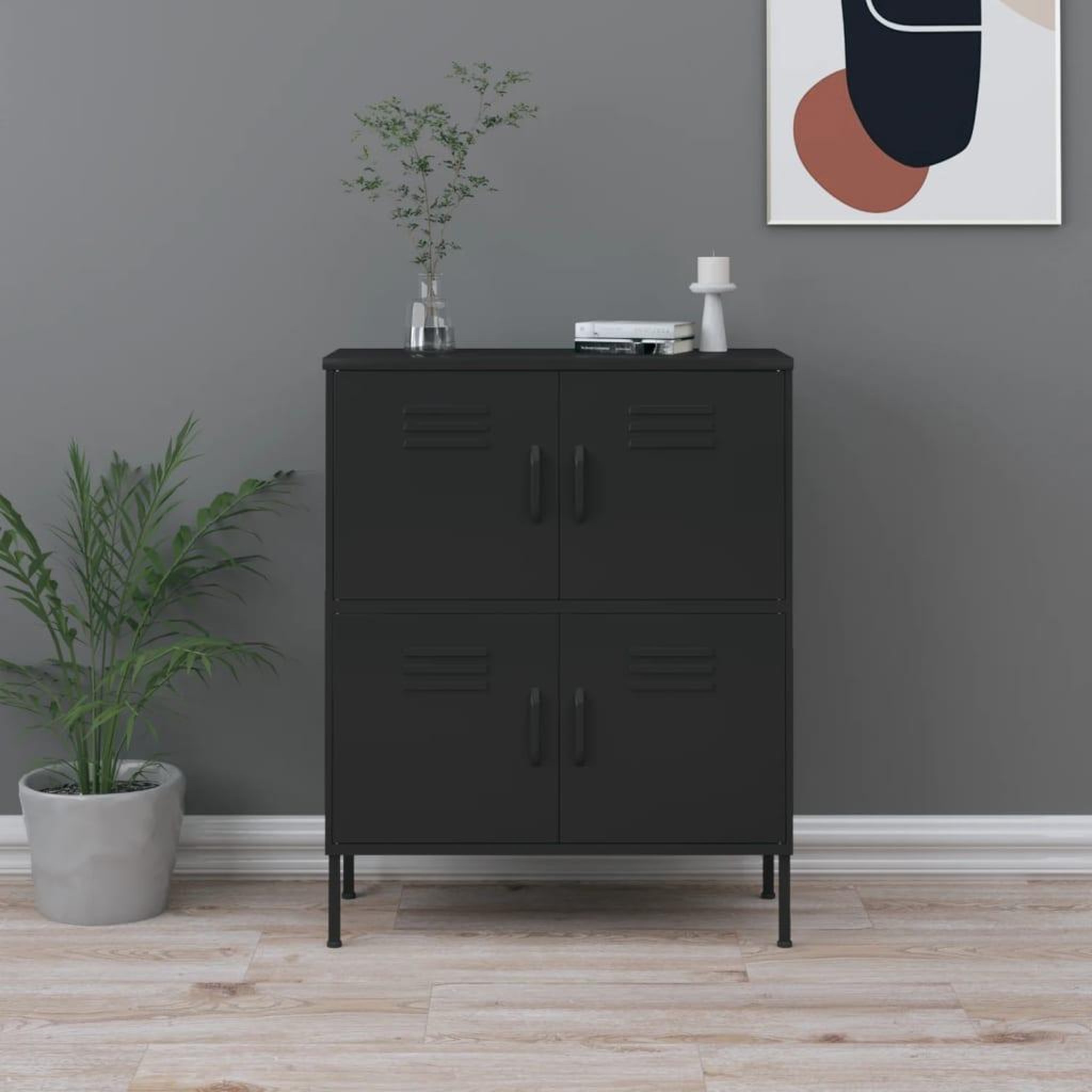 Voir la diapositive 1 : VIDAXL Armoire de rangement Noir 80x35x101,5 cm Acier
