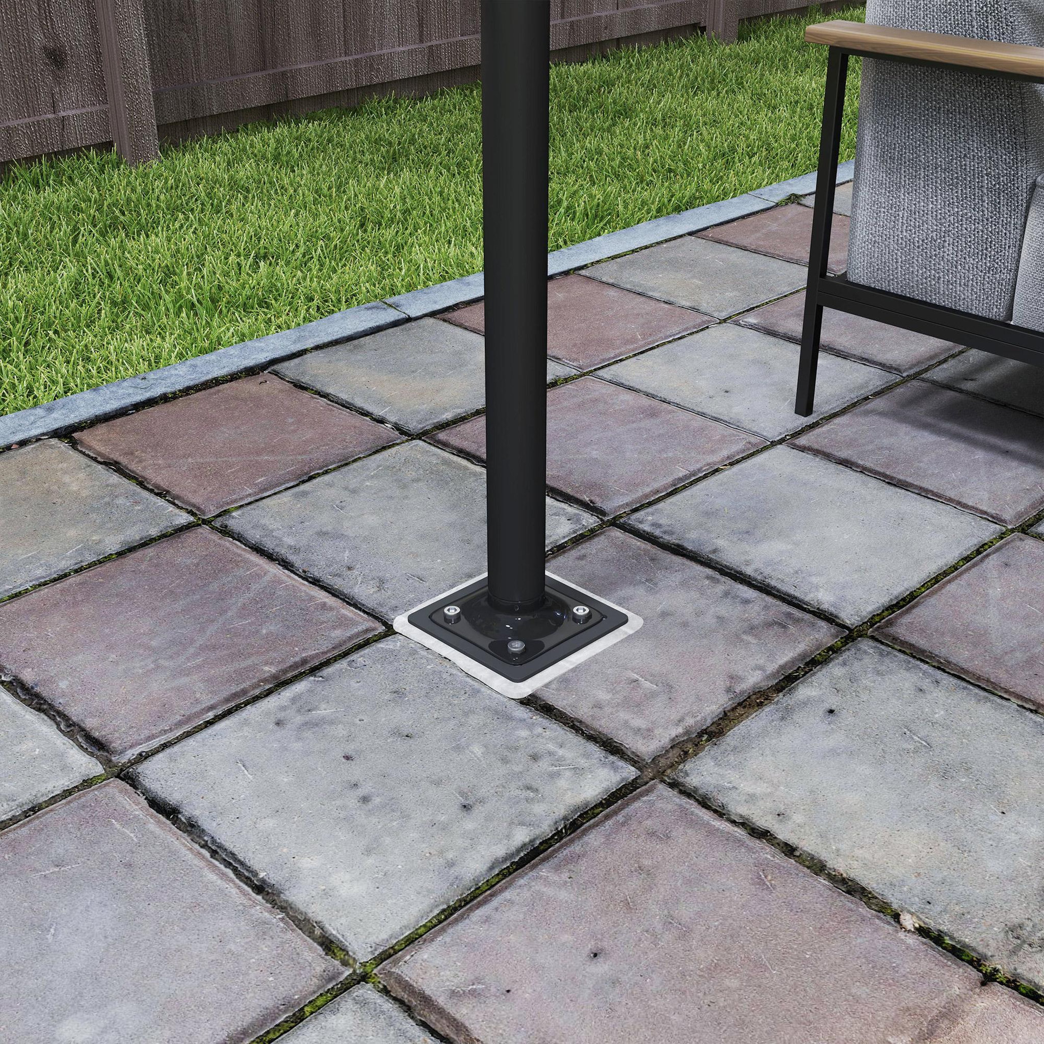 Voir la diapositive 2 : OUTSUNNY Pied pour parasol déporté à insérer dans la base d'ancrage dim. 16,5L x 16,5l x 40H cm métal galvanisé anthracite