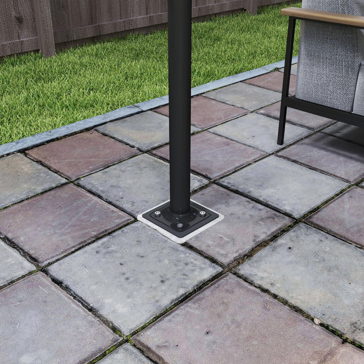 OUTSUNNY Pied pour parasol déporté à insérer dans la base d'ancrage dim. 16,5L x 16,5l x 40H cm métal galvanisé anthracite