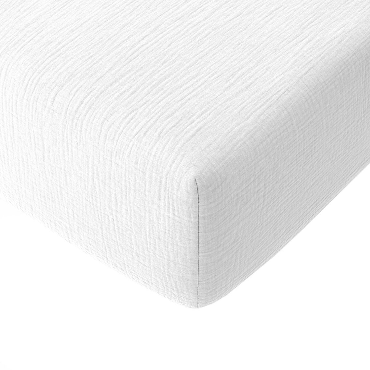 BATON ROUGE Drap housse 100%gaze de coton lavé ecru naturel