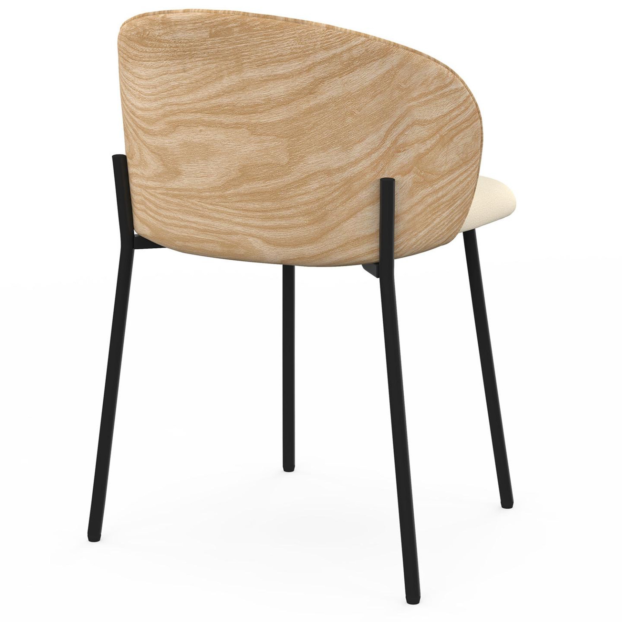 Voir la diapositive 4 : ID MARKET Lot de 4 chaises PENNY en tissu beige et dossier effet bois clair pour salle à manger