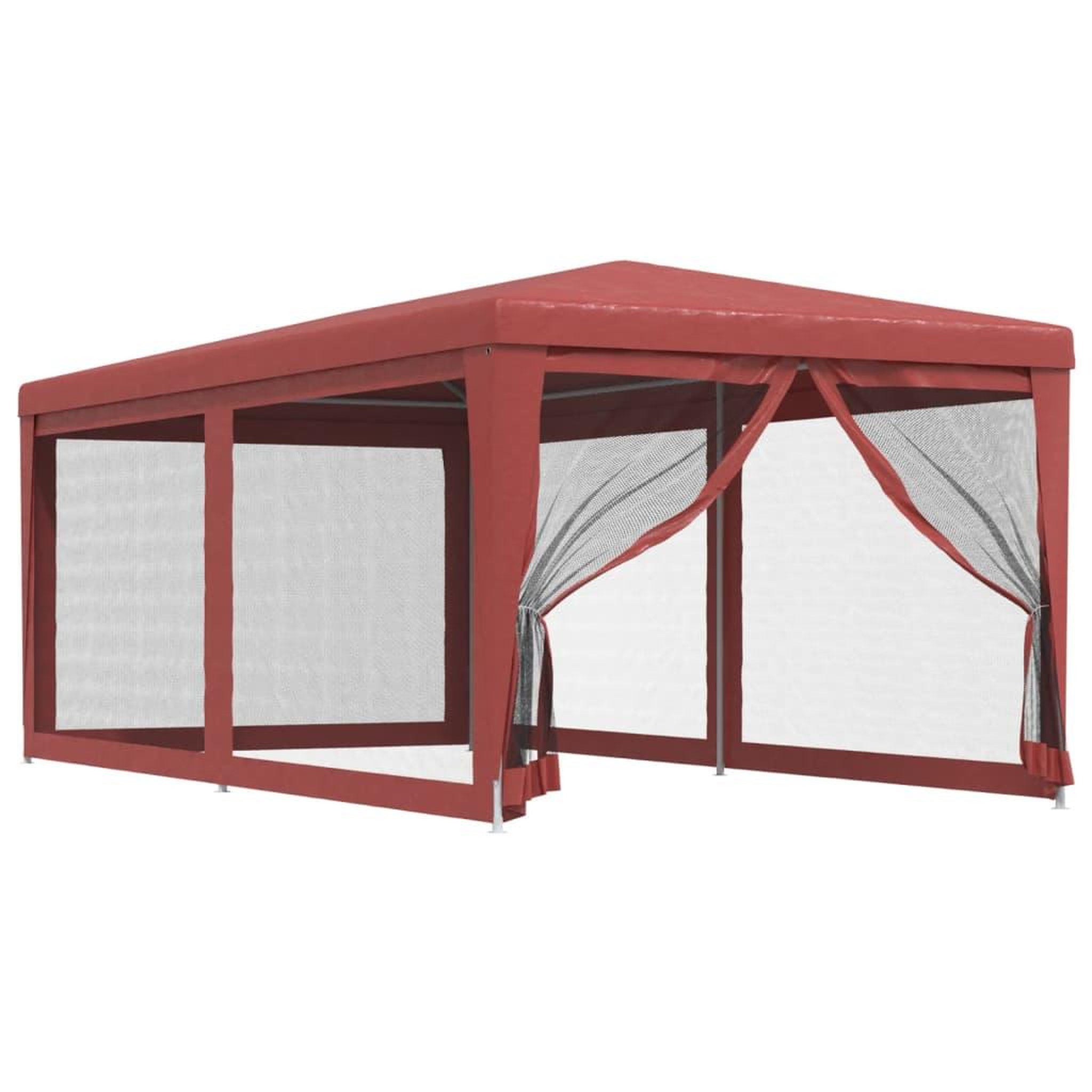 Voir la diapositive 2 : VIDAXL Tente de fete avec 6 parois laterales en maille Rouge 3x6m PEHD