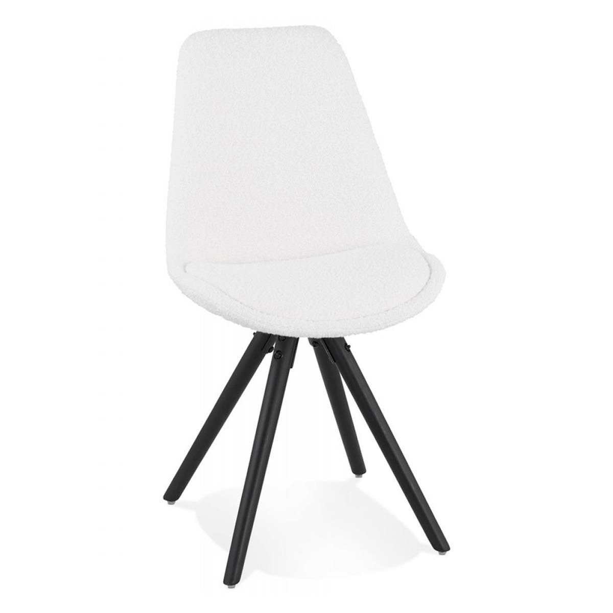 Paris Prix Chaise Design en Tissu Bouclé  Alisa  82cm Blanc & Noir