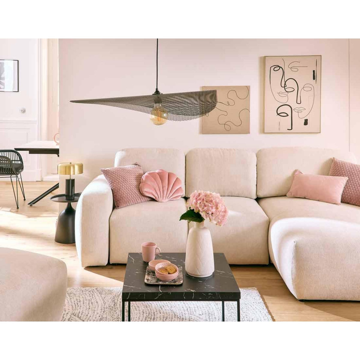 LISA DESIGN Sorrente - canapé d'angle réversible - convertible avec coffre - 4 places - en tissu texturé