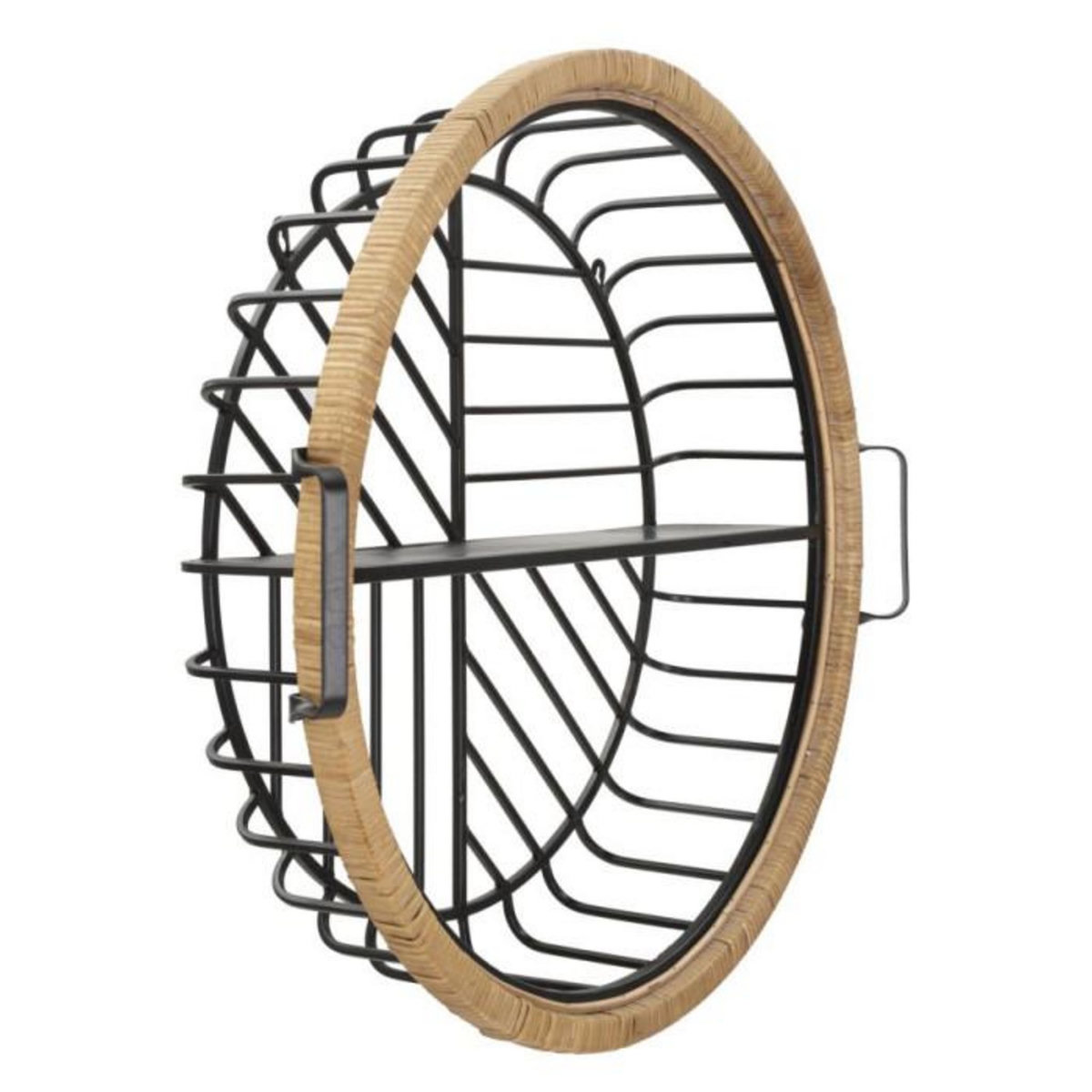 Paris Prix Étagère Murale en Métal  Cebu  72cm Noir & Naturel