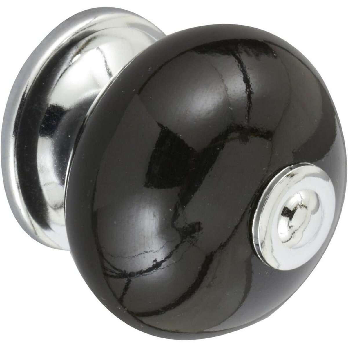 CENTRALE BRICO Bouton de meuble Boule noir porcelaine H.38 x l.40 x P.40 mm