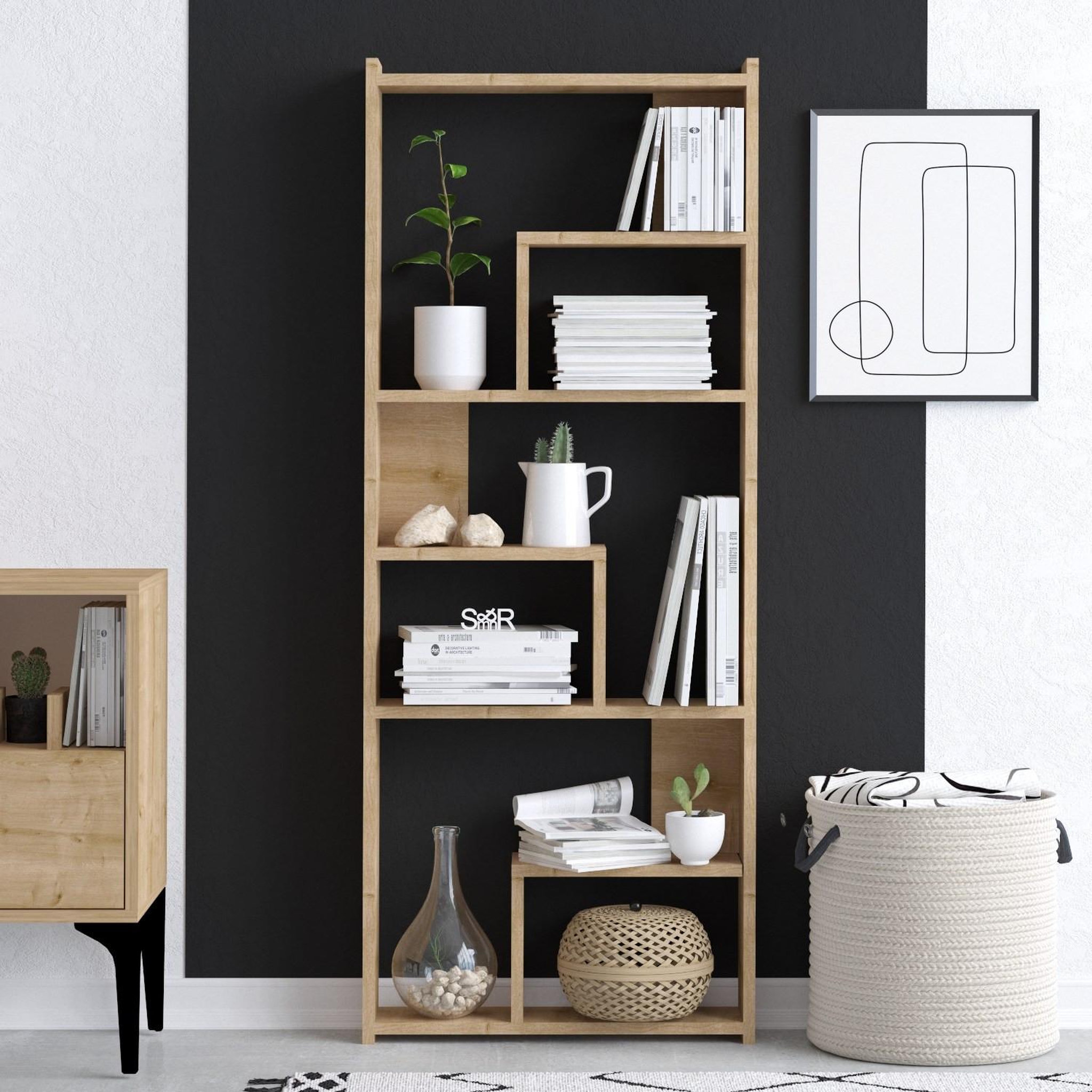 Voir la diapositive 2 : Habitat et Jardin Bibliothèque en bois  megg  - 60 x 15 x 150 cm - chêne