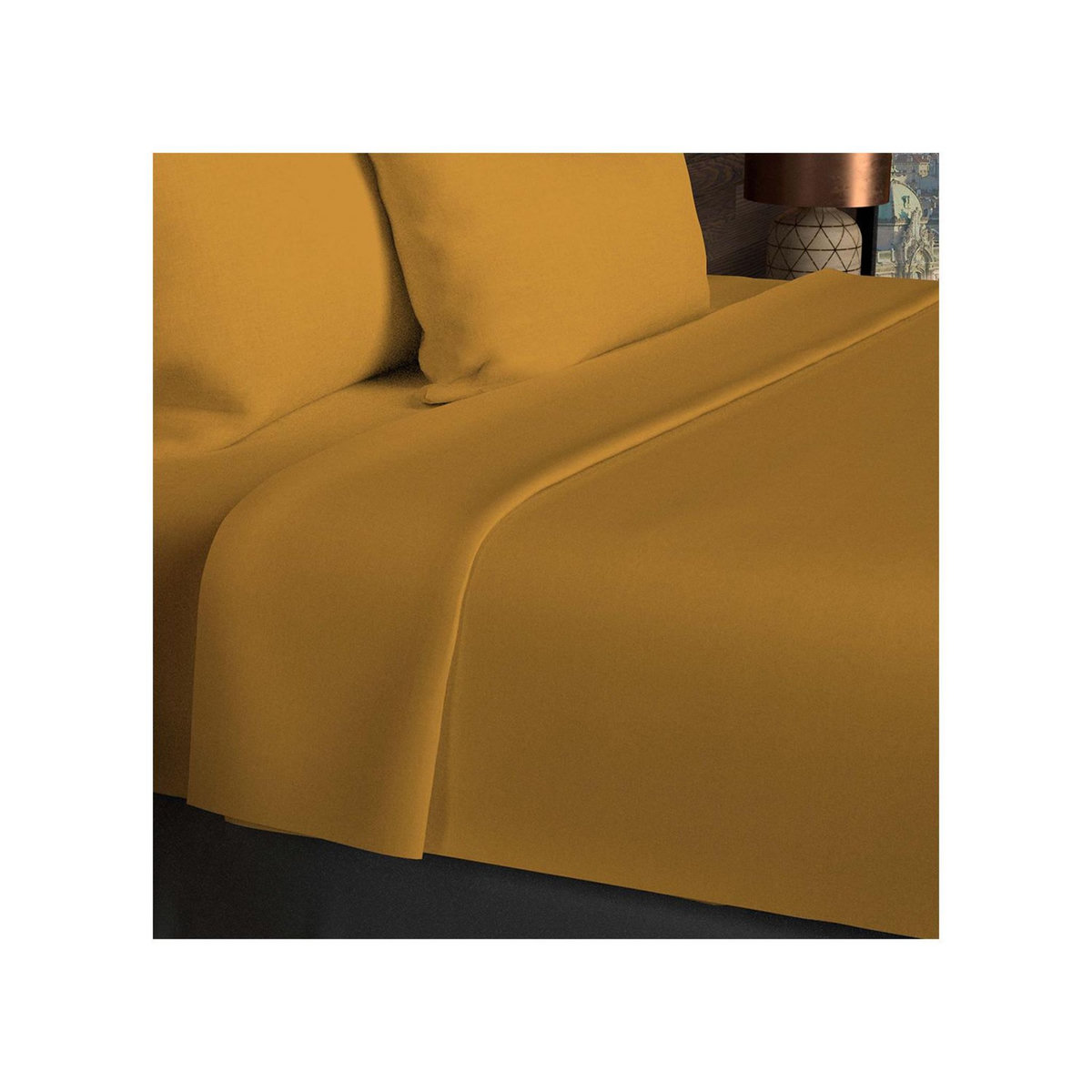 SOLEIL D'OCRE Drap plat en coton 57 fils UNI, par Soleil d'ocre