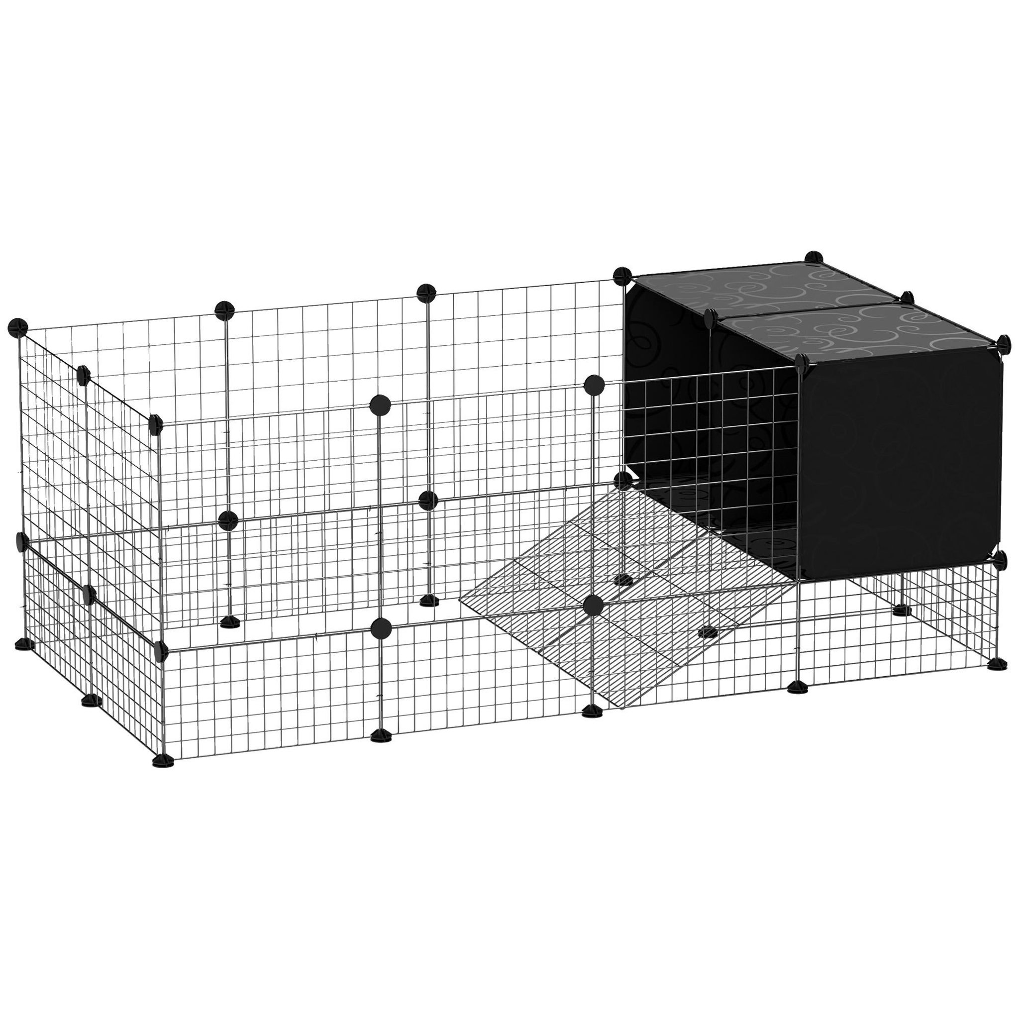Voir la diapositive 5 : PAWHUT Cage parc enclos modulable rongeurs petits animaux 31 panneaux acier pp noir