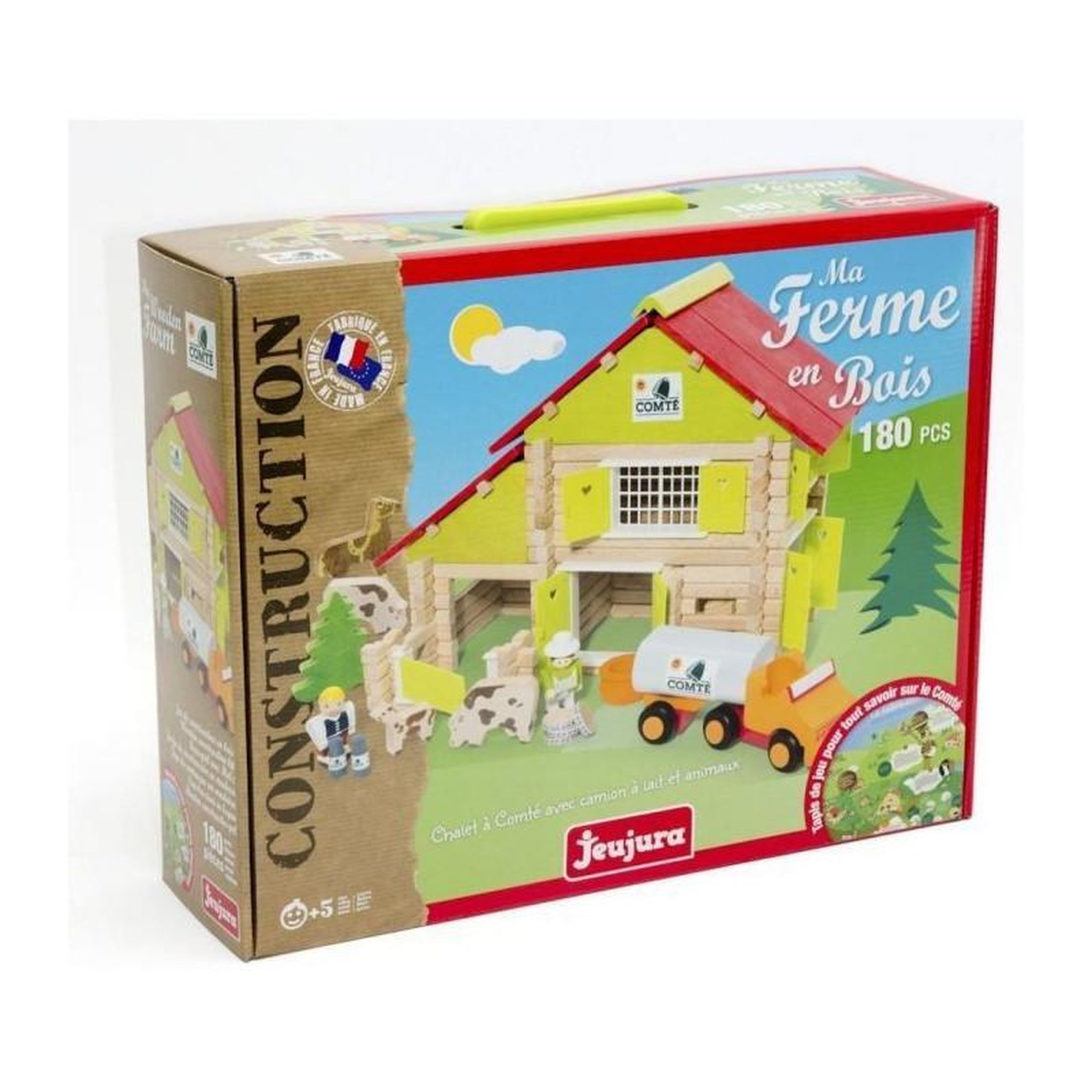Voir la diapositive 2 : JeuJura JEUJURA - Construction en bois -  Ma Ferme en bois - 180 pcs