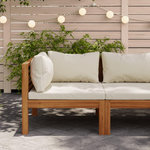 VIDAXL Canape d'angle sectionnel et coussin blanc creme Bois d'acacia