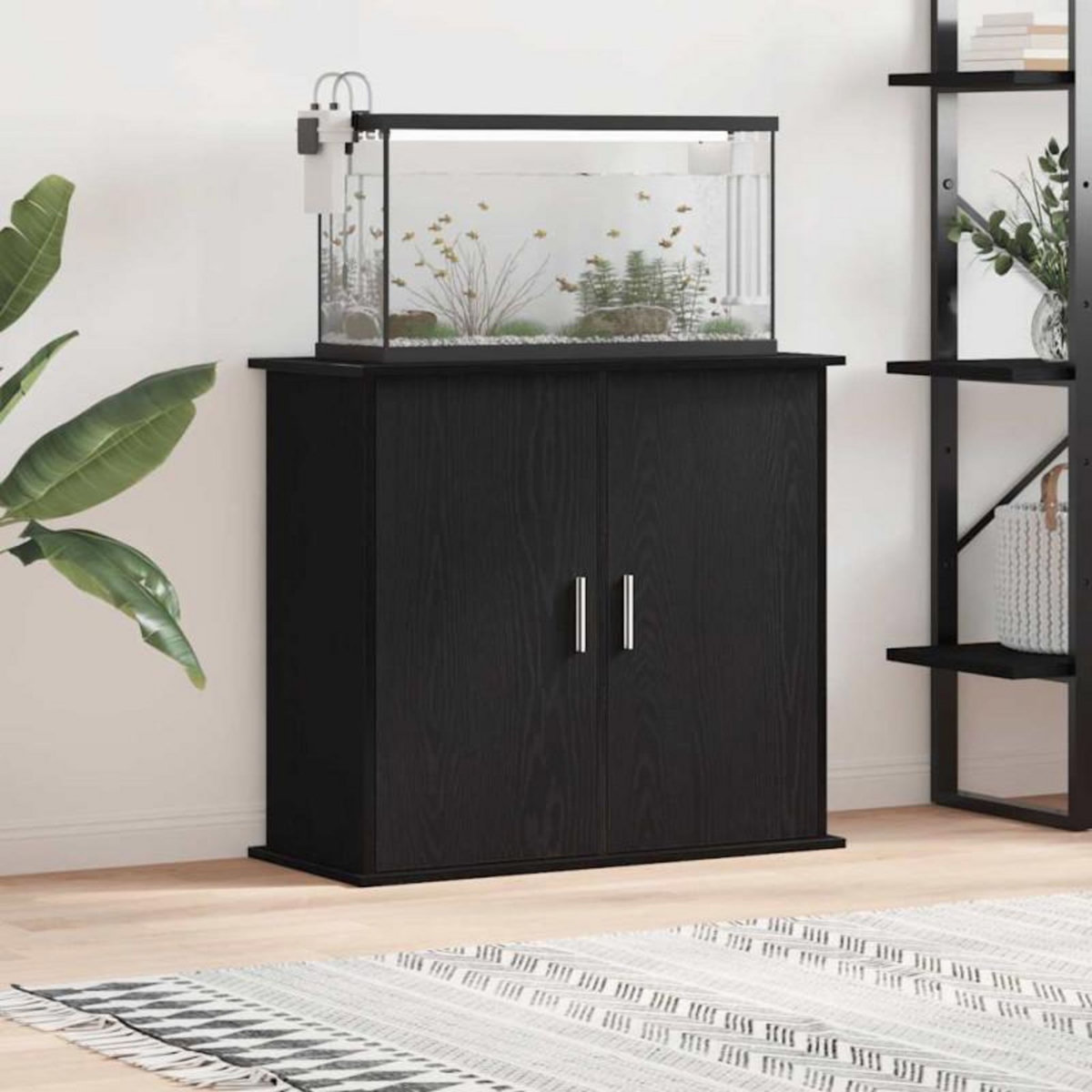 VIDAXL Support pour aquarium chêne noir 81x36x73 cm bois d ingénierie