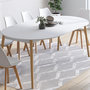 Voir la diapositive 2 : ID MARKET Table à manger extensible ronde ANGELA 4-10 personnes blanc pied bois 110 - 200 cm