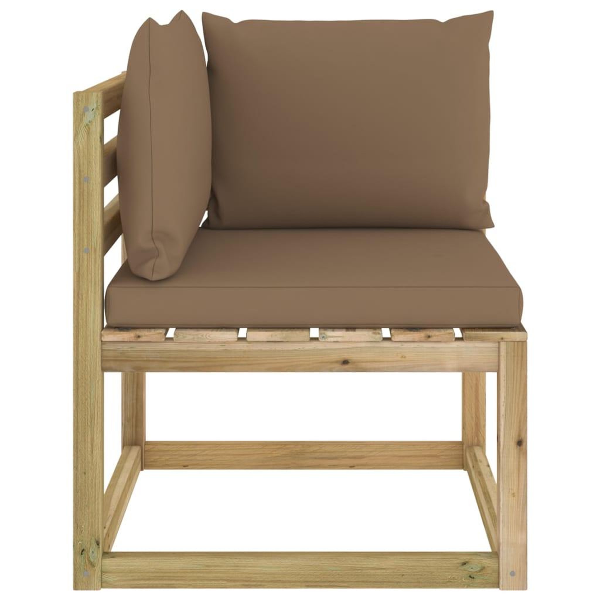 Voir la diapositive 2 : VIDAXL Canape d'angle de jardin avec coussins Bois impregne de vert