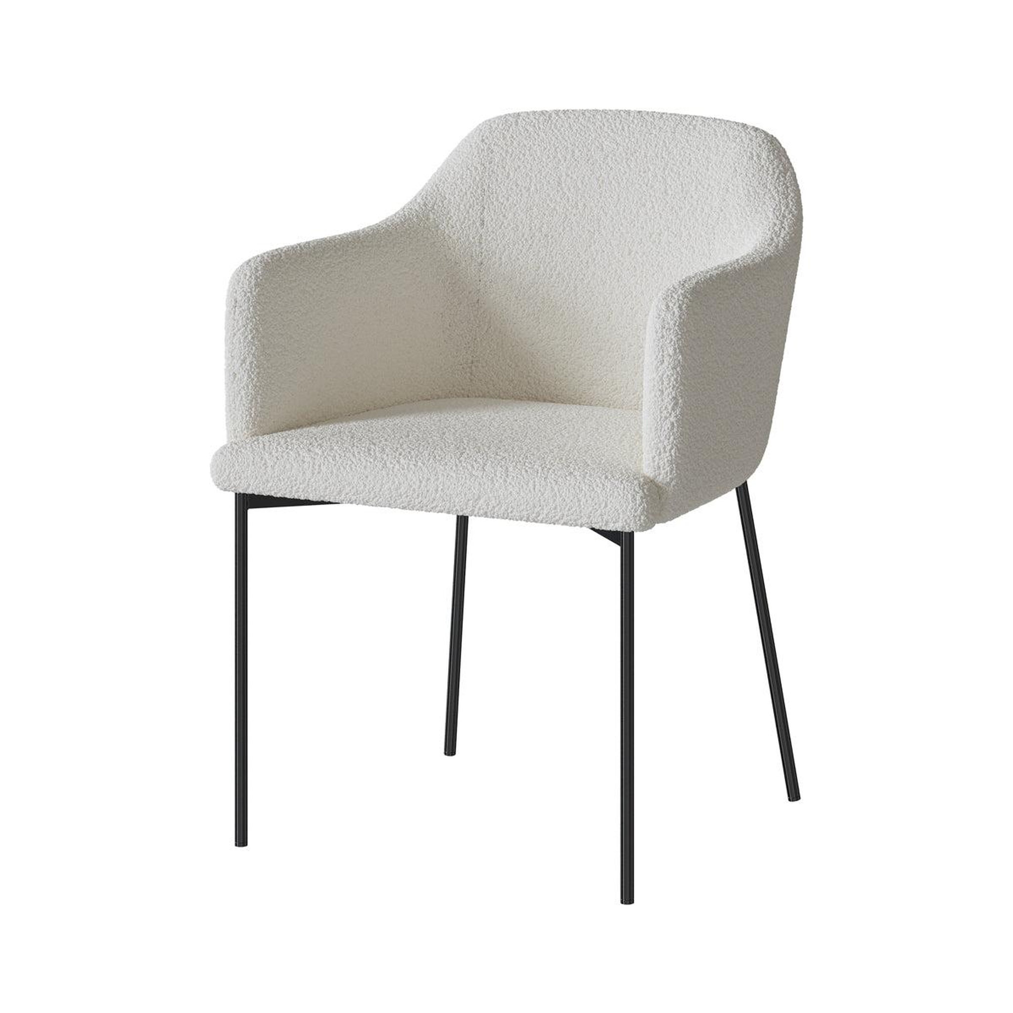 MAISON PAVANE Fauteuil blanc en tissu effet laine bouclette-glam