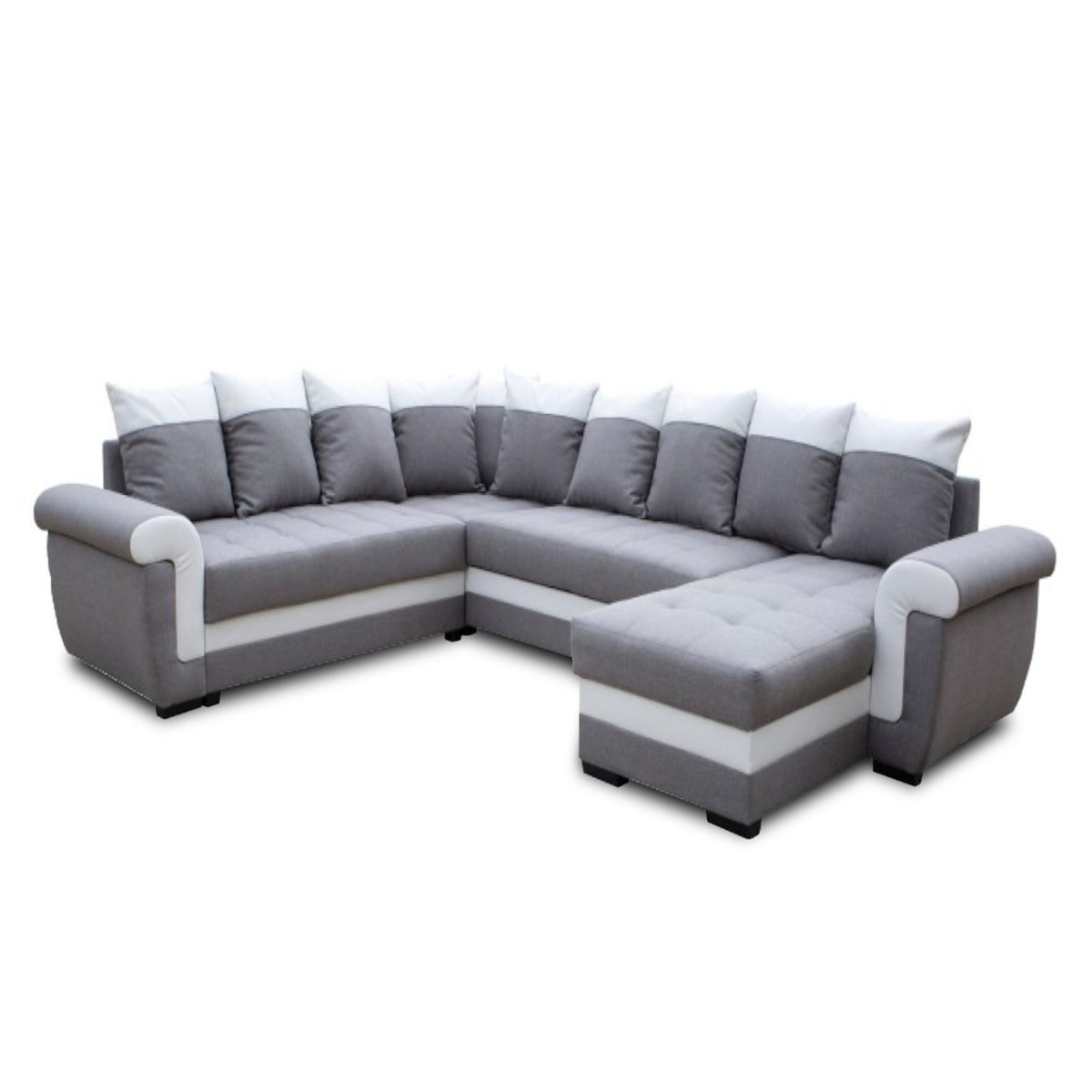 BEST MOBILIER Henry - canapé panoramique d'angle réversible - 7 places - convertible avec coffre - en tissu et pu