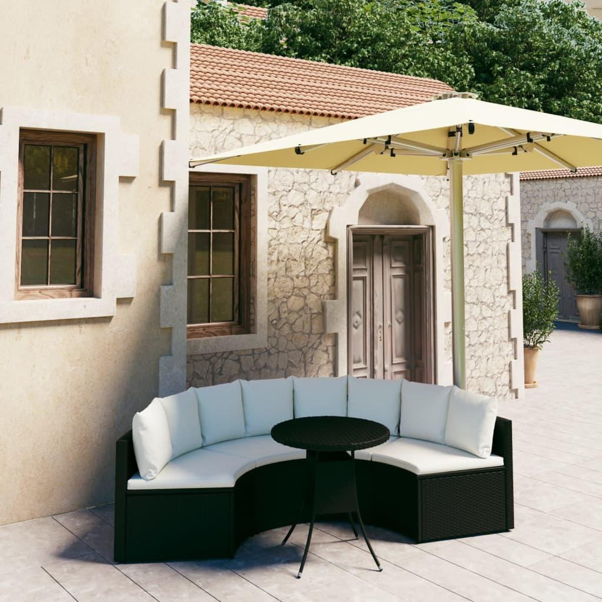 Voir la diapositive 1 : VIDAXL Salon de jardin 5 pcs avec coussins Resine tressee Noir
