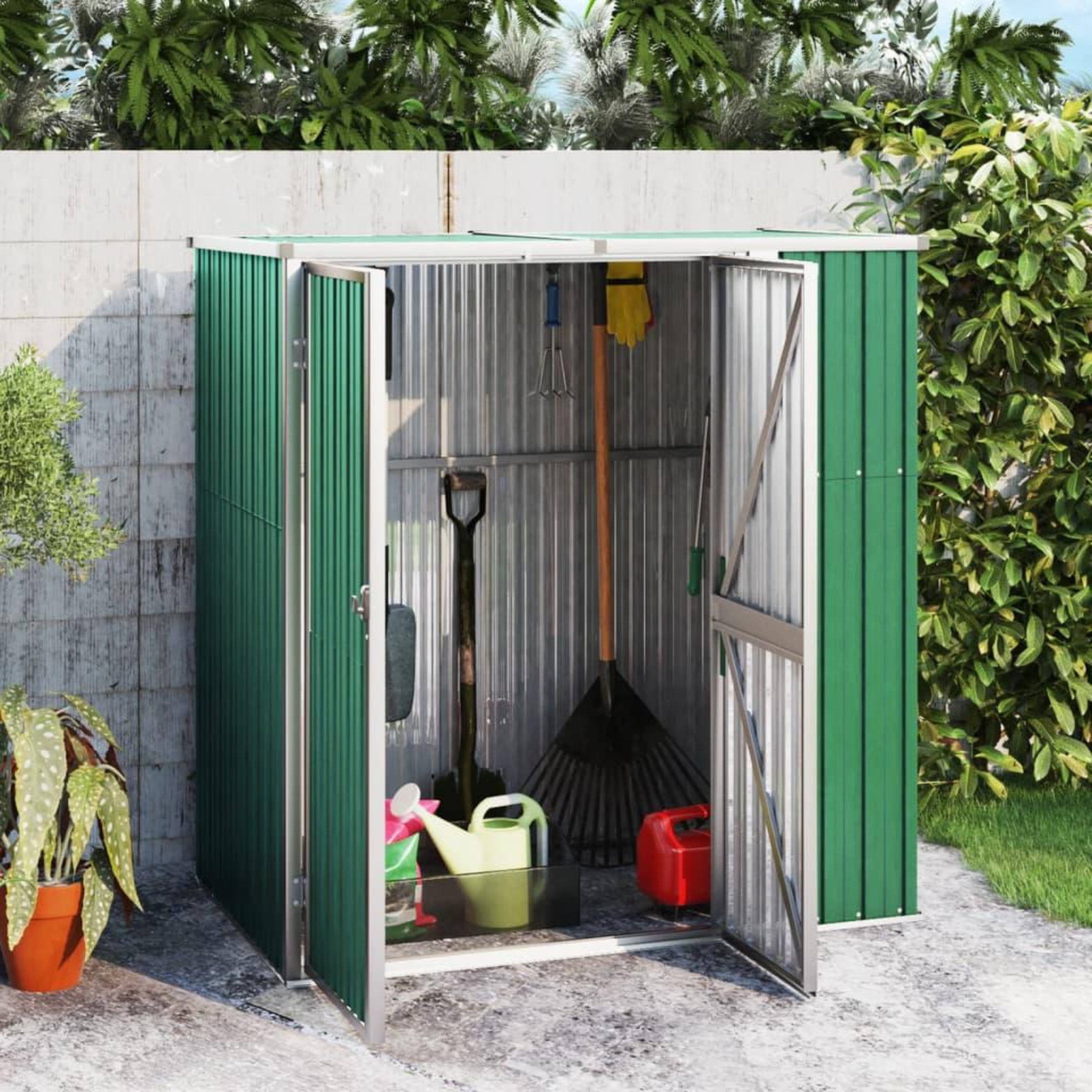 VIDAXL Abri a outils de jardin vert 161x89x161 cm acier galvanise