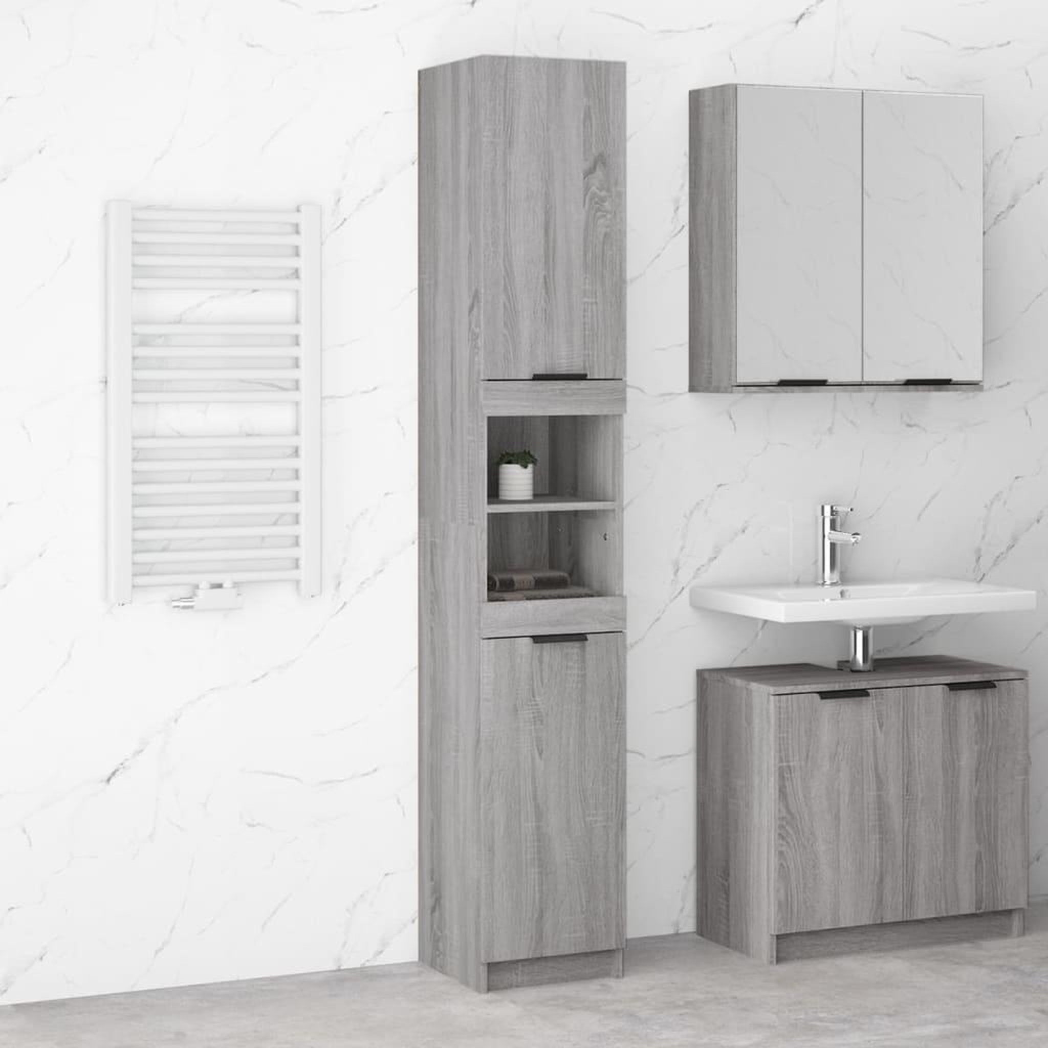 Voir la diapositive 1 : VIDAXL Armoire de bain Sonoma gris 32x34x188,5 cm Bois d'ingenierie